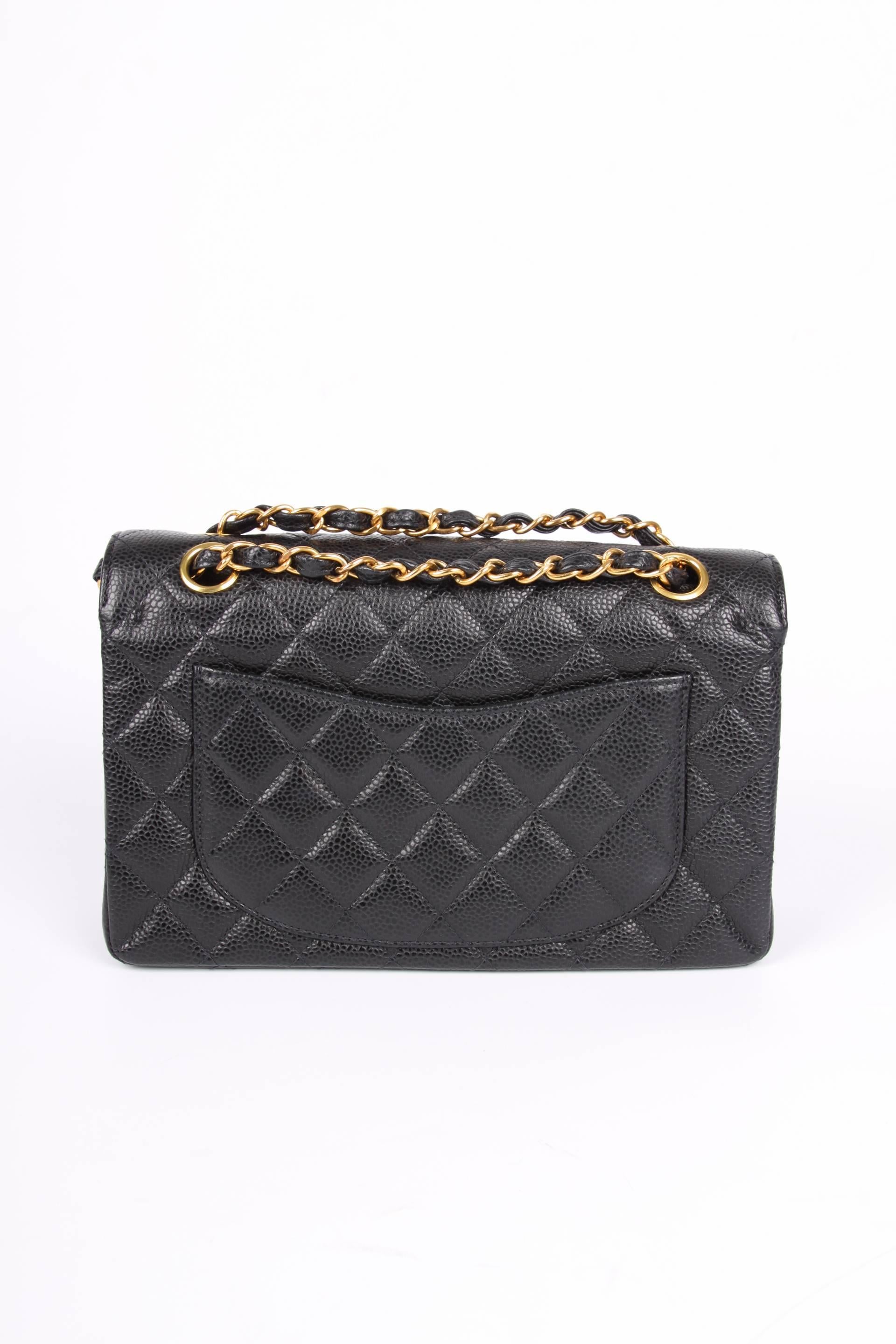 Chanel 2.55 Timeless Small Double Flap Bag - black caviar leather In New Condition In Baarn, NL