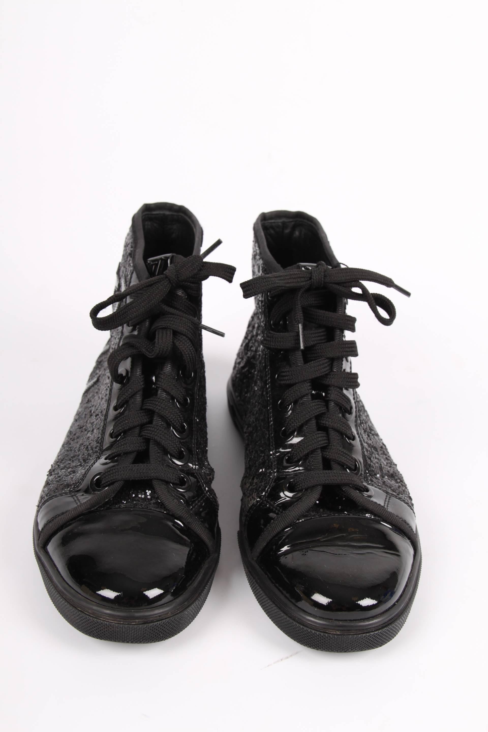Black Louis Vuitton Punchy Glitter Sneakers - black