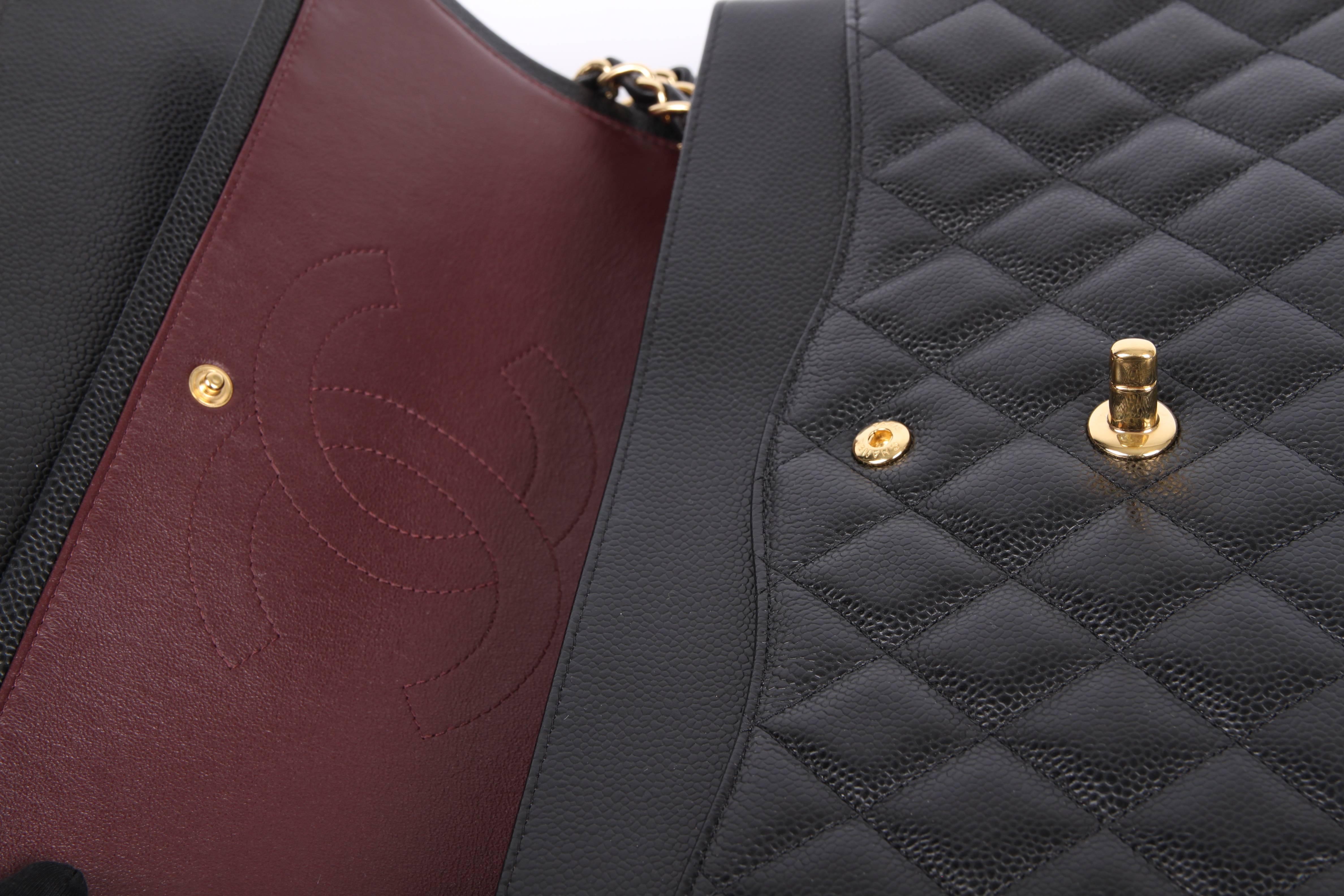       Chanel 2.55 Timeless Jumbo Double Flap Bag - black caviar leather/gold Cha 2
