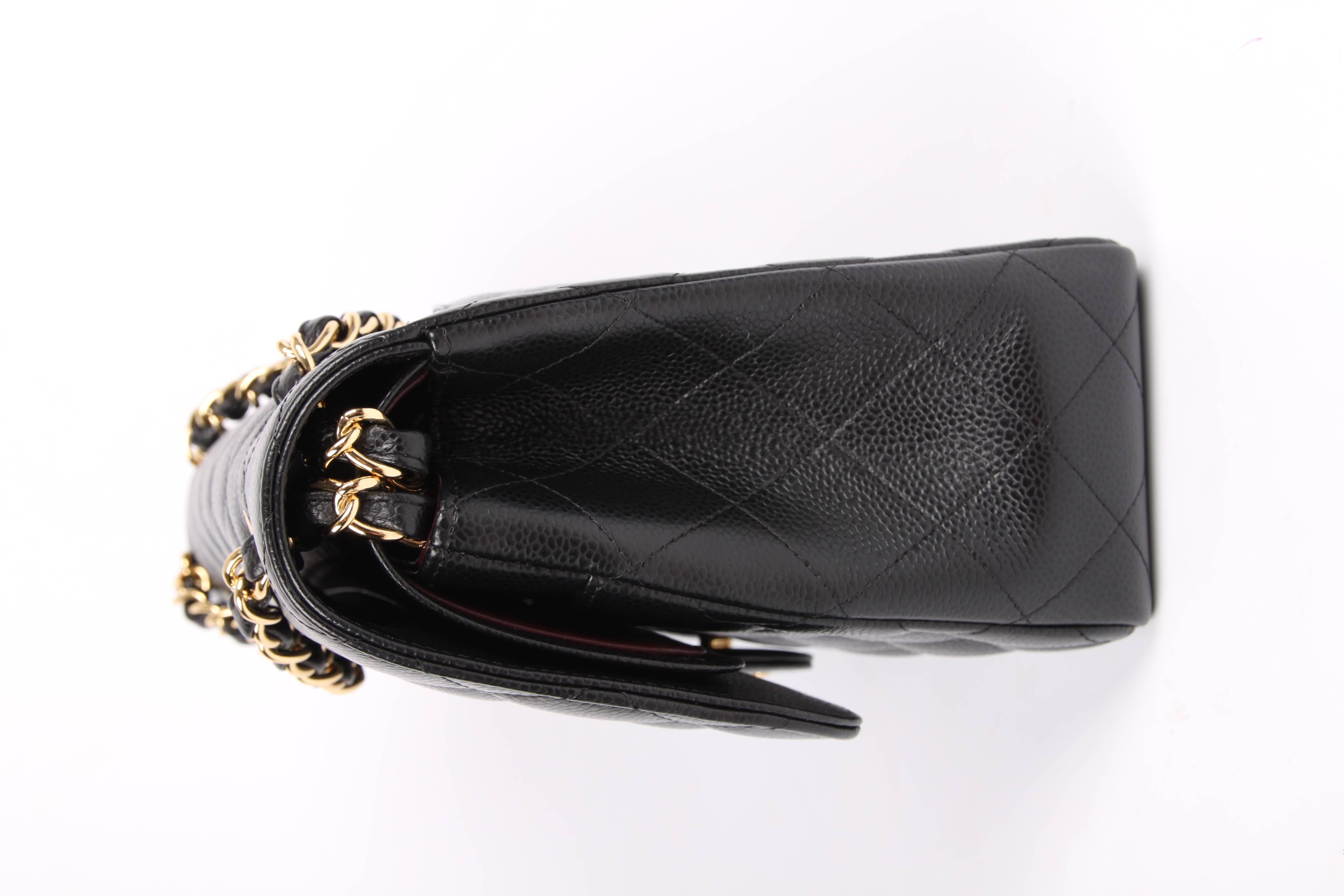 Black       Chanel 2.55 Timeless Jumbo Double Flap Bag - black caviar leather/gold Cha