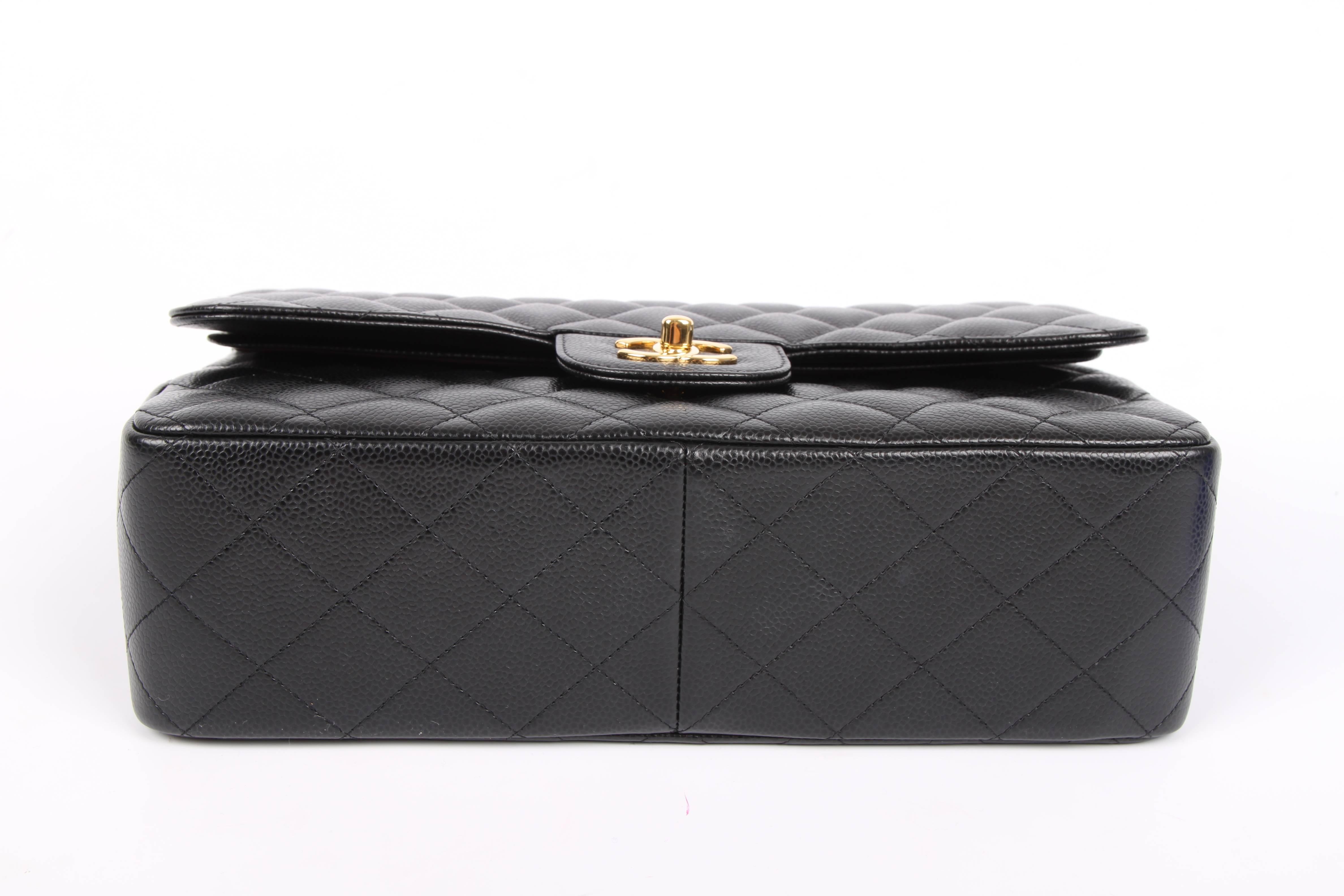 Women's       Chanel 2.55 Timeless Jumbo Double Flap Bag - black caviar leather/gold Cha