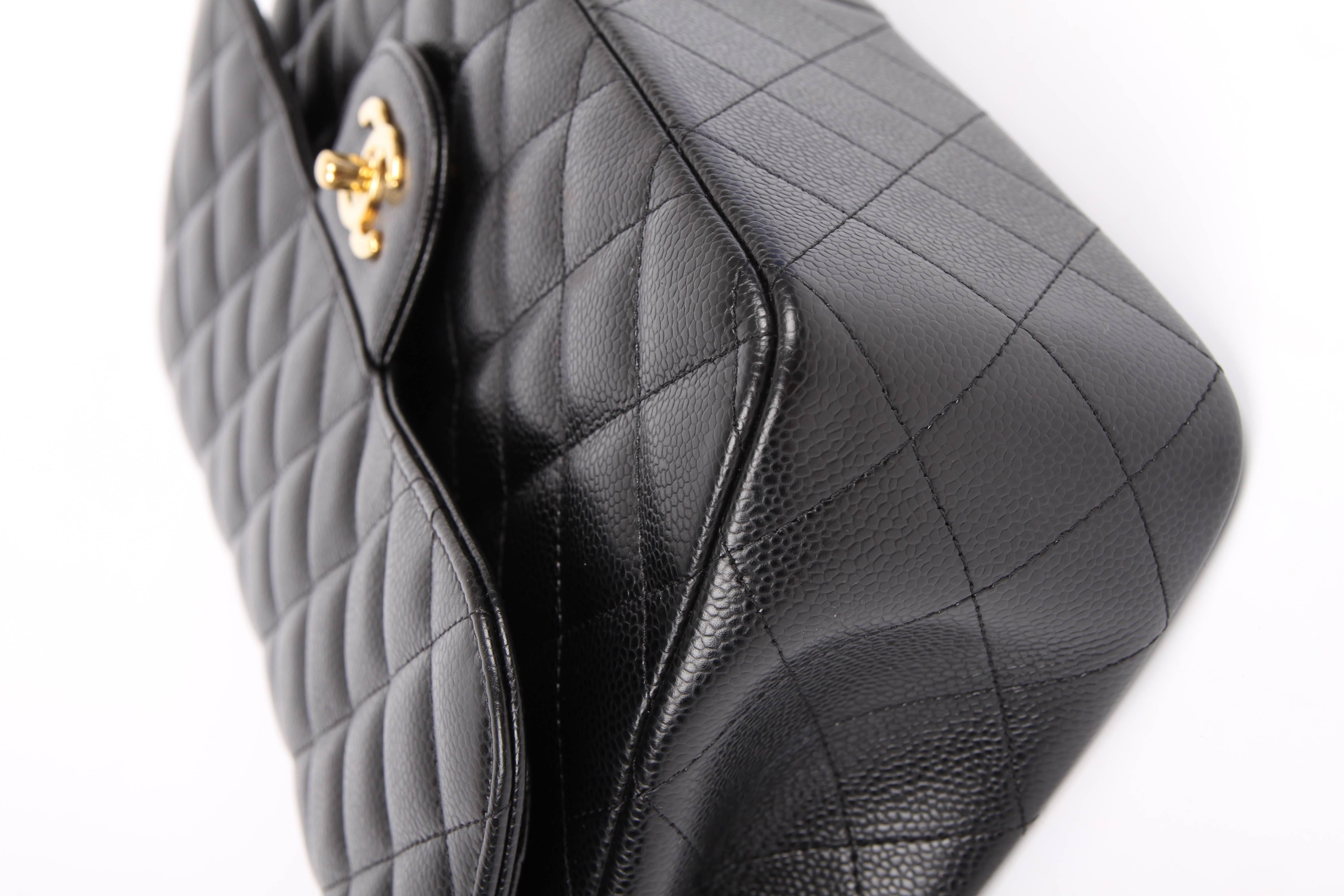       Chanel 2.55 Timeless Jumbo Double Flap Bag - black caviar leather/gold Cha 1