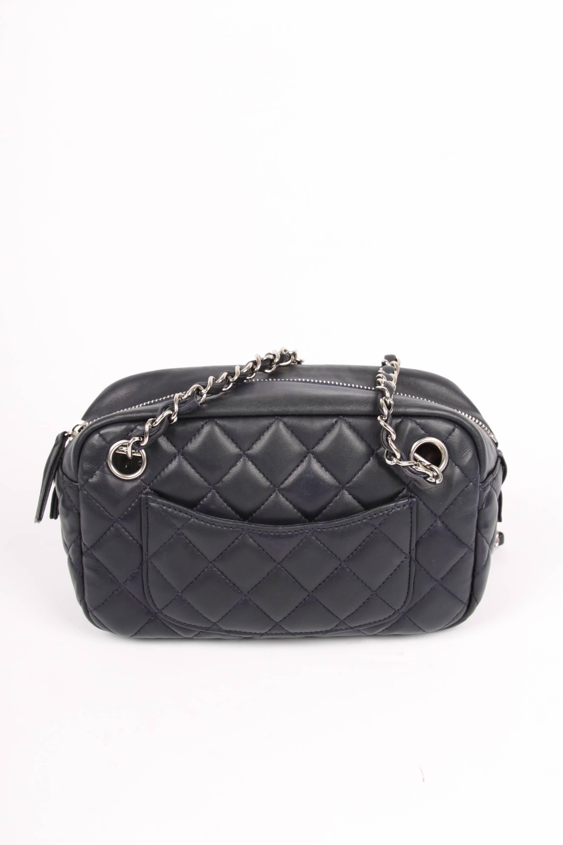 Chanel Classic 2.55 Camera Case Bag - dark blue leather In Good Condition In Baarn, NL