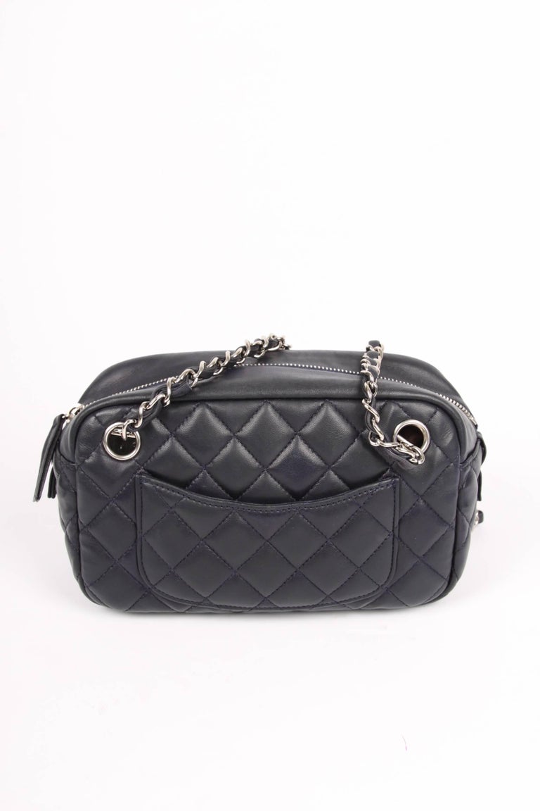 Chanel Classic 2.55 Camera Case Bag dark blue leather at 1stDibs