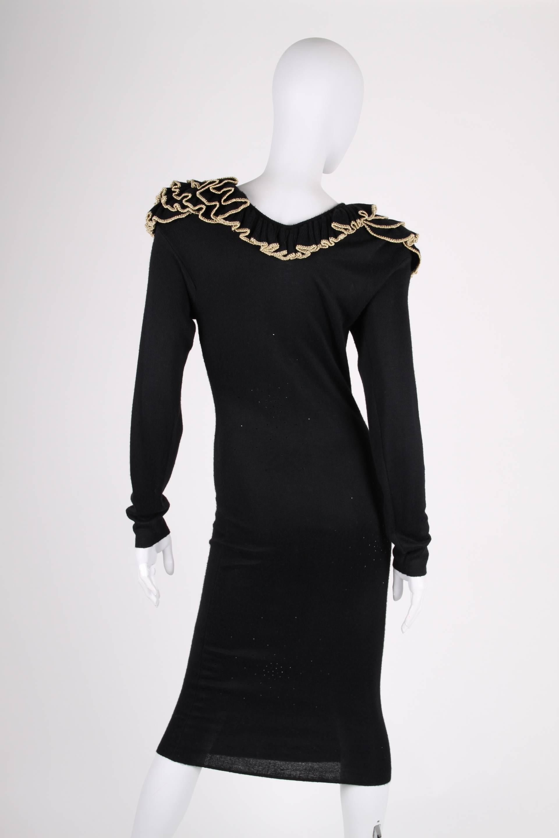 Black Diane Free Knit Dress - black/gold For Sale