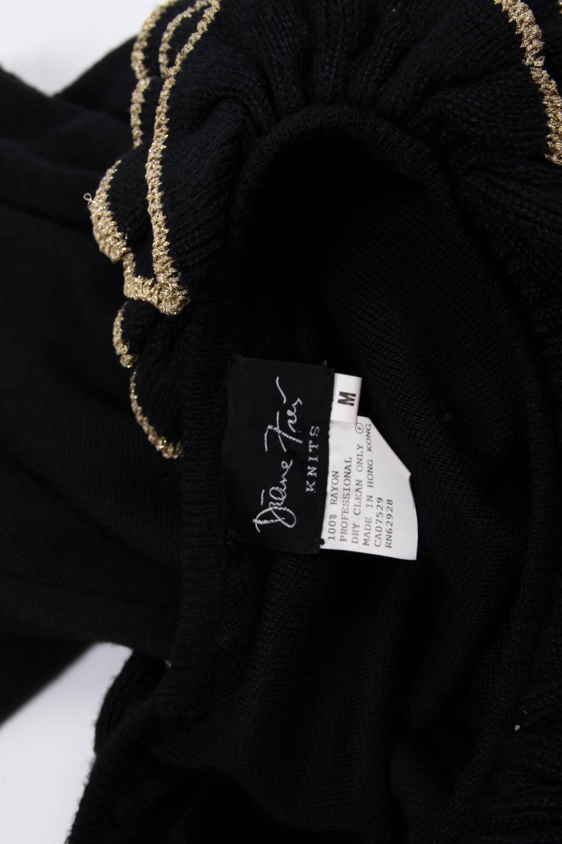 Diane Free Knit Dress - black/gold In Good Condition For Sale In Baarn, NL