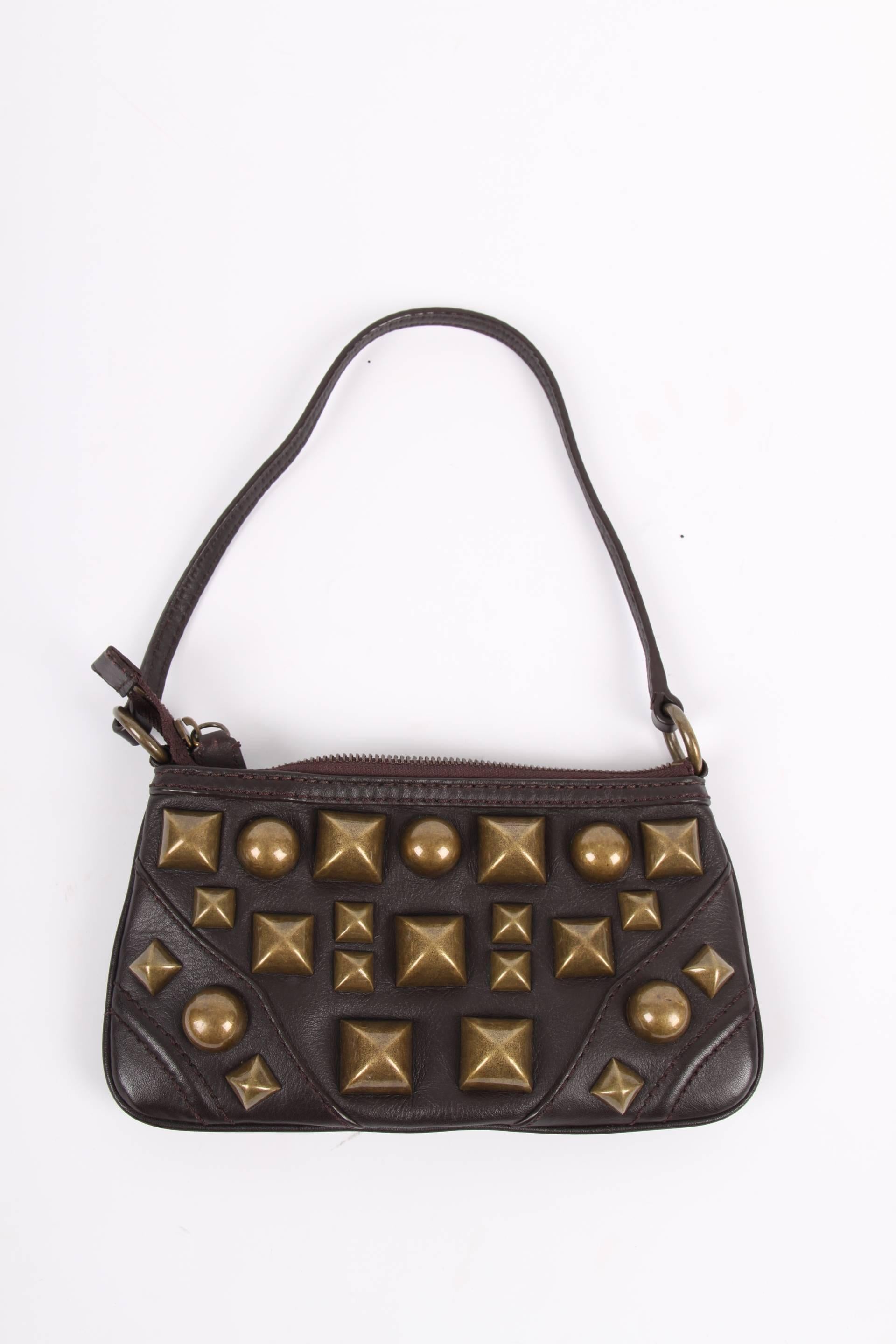 Burberry Leather XL Studded Clutch - dark brown For Sale 1