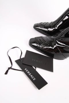 Versace Patent Leather Knee-High Boots - black