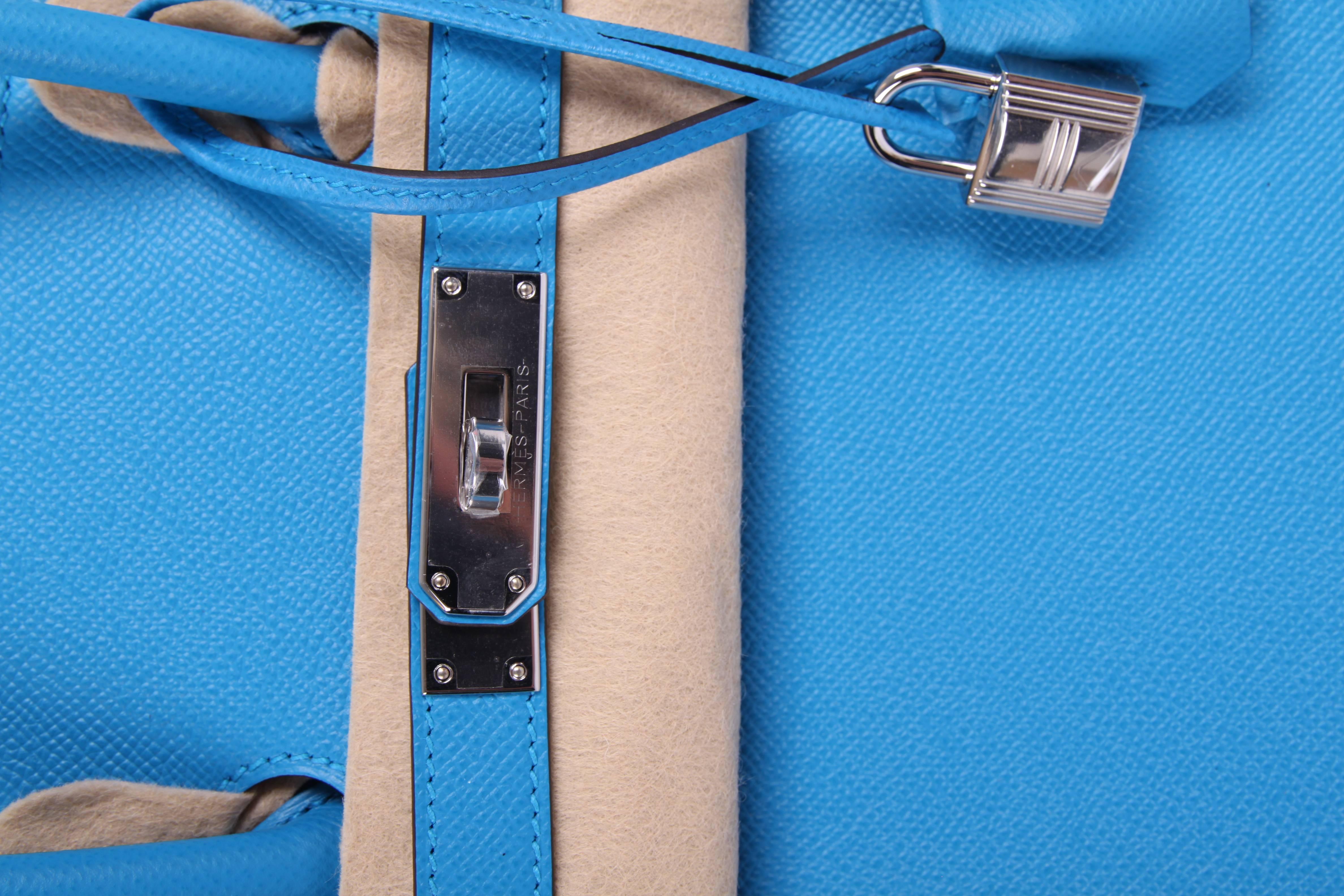 Hermes Birkin Bag Epsom 35 Bleu Zanzibar Palladium Hardware - blue (Blau) im Angebot