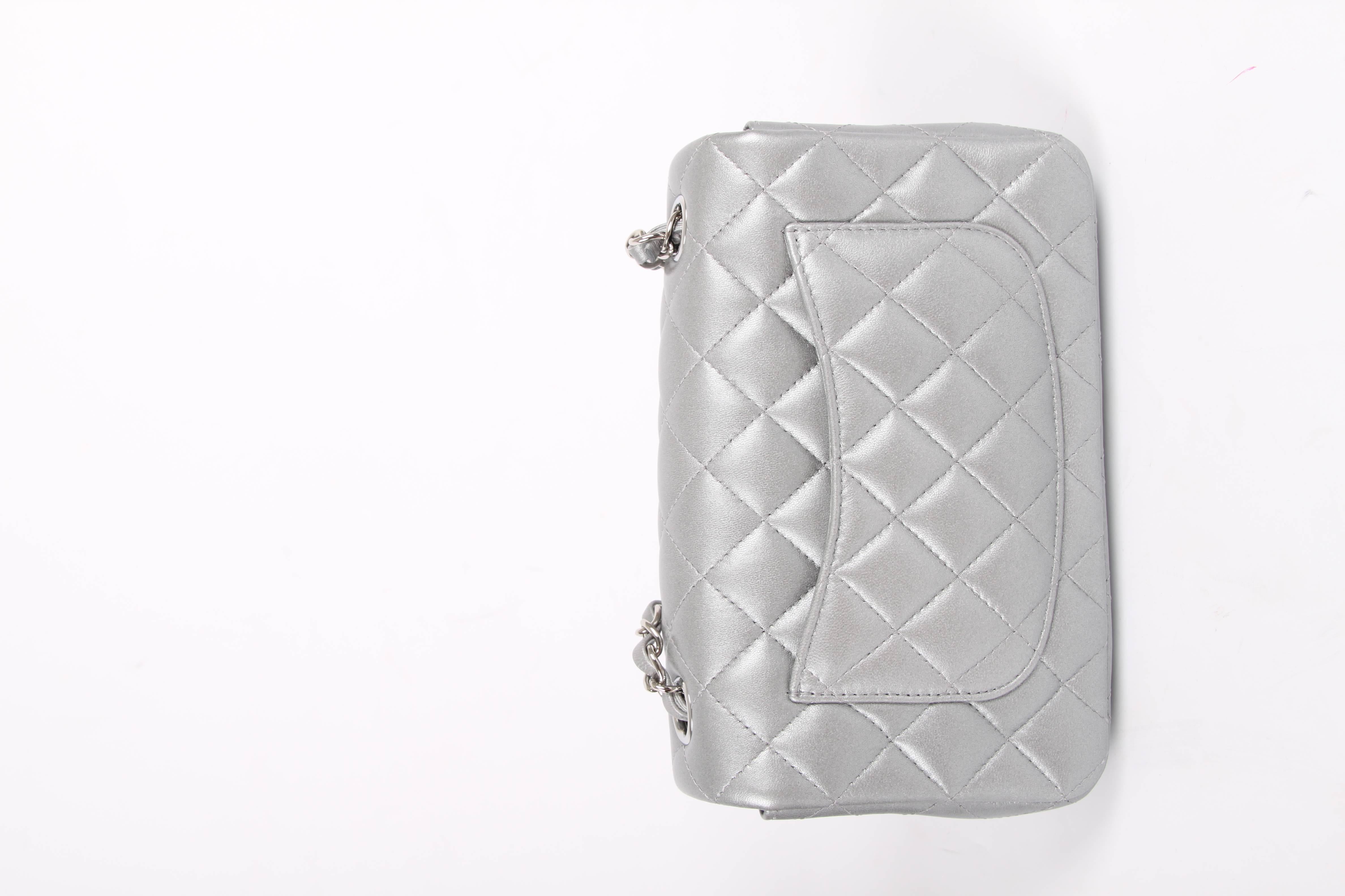 Silver Chanel 2.55 Classic Mini Rectangular Flap Bag Crossbody - silver