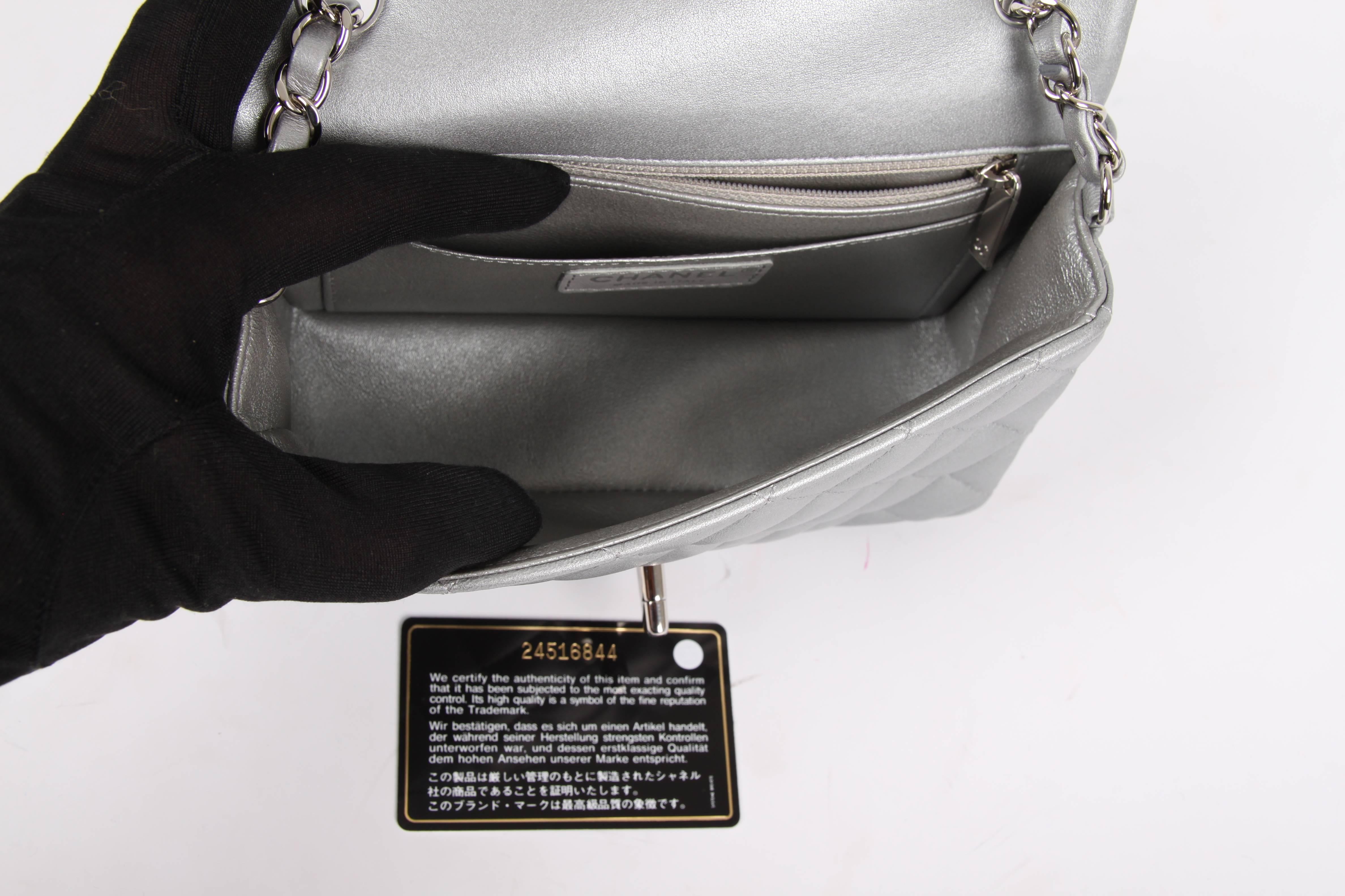 Chanel 2.55 Classic Mini Rectangular Flap Bag Crossbody - silver 2