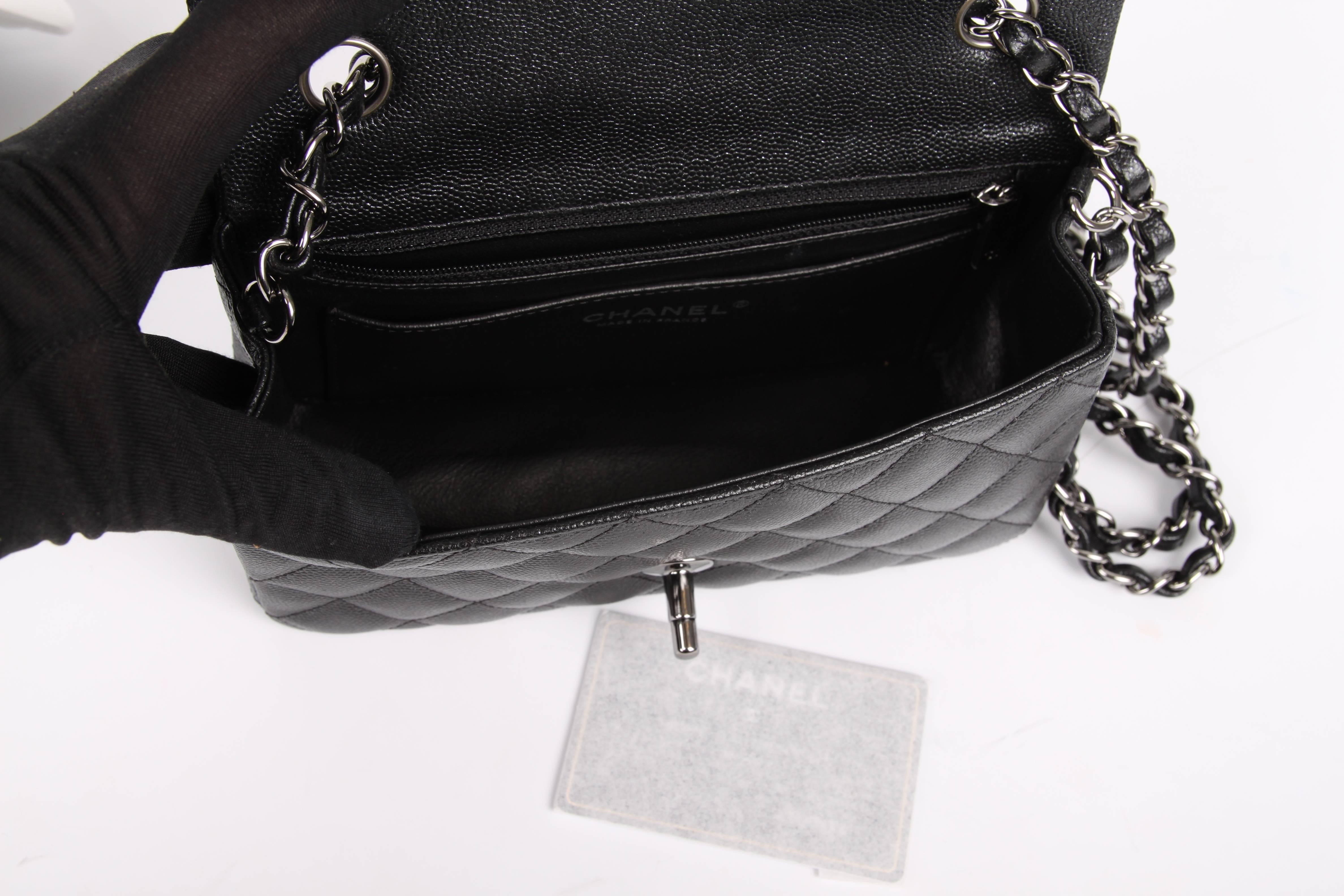 Chanel 2.55 Classic Mini Rectangular Flap Bag Crossbody - black sparkling In New Condition In Baarn, NL