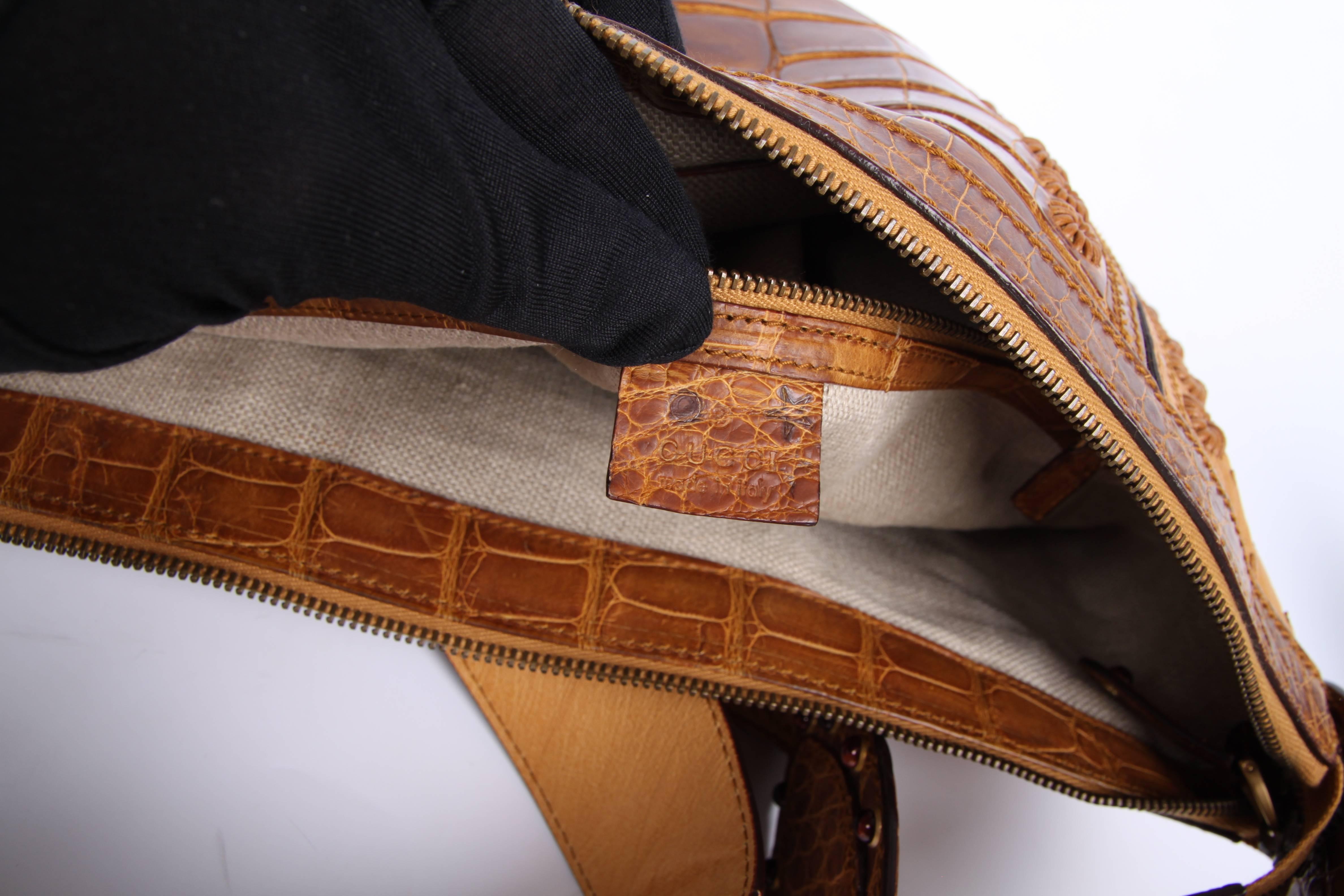Brown   Gucci Pelham Shoulder Bag Ostrich & Crocodile leather - brown  