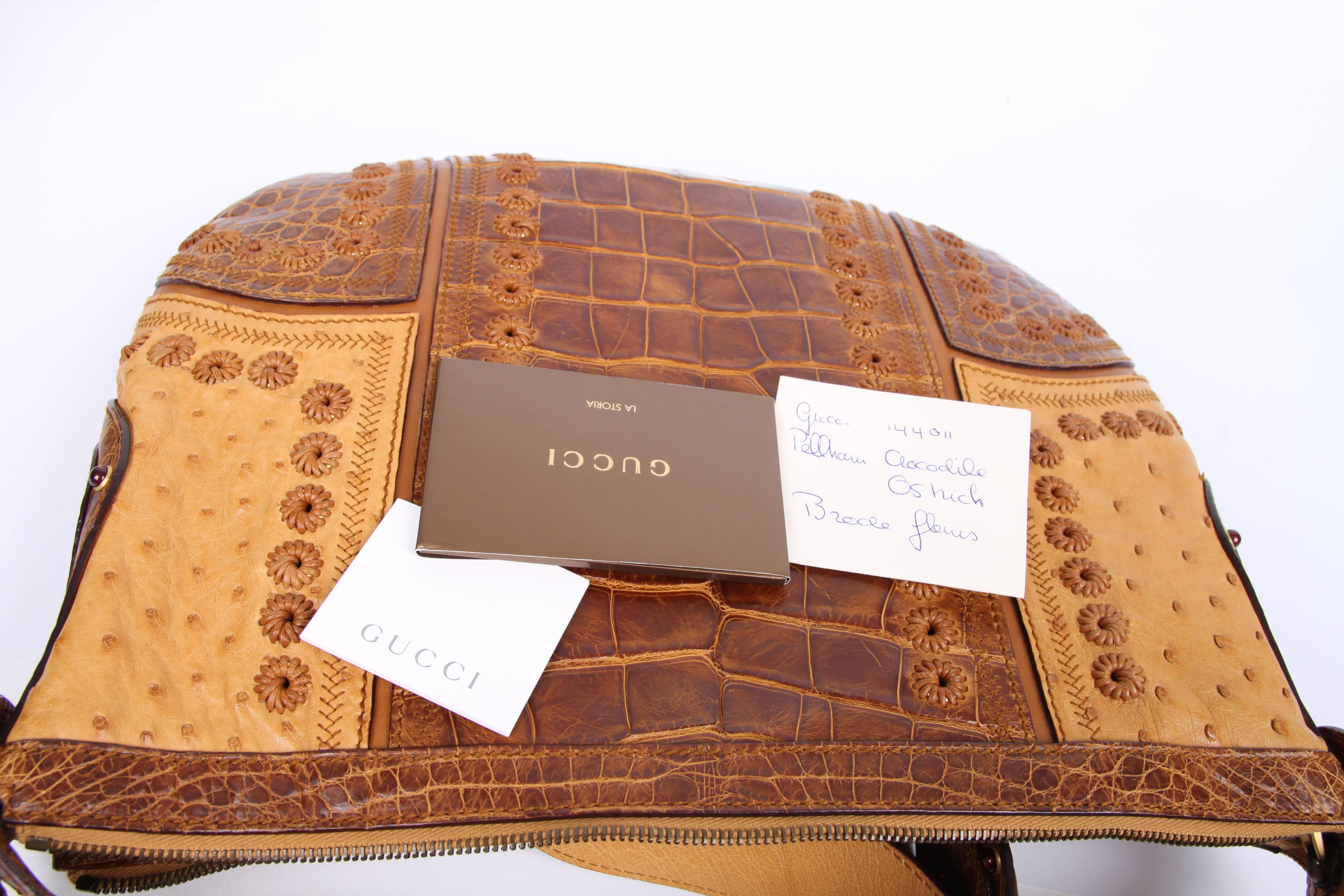 Women's   Gucci Pelham Shoulder Bag Ostrich & Crocodile leather - brown  