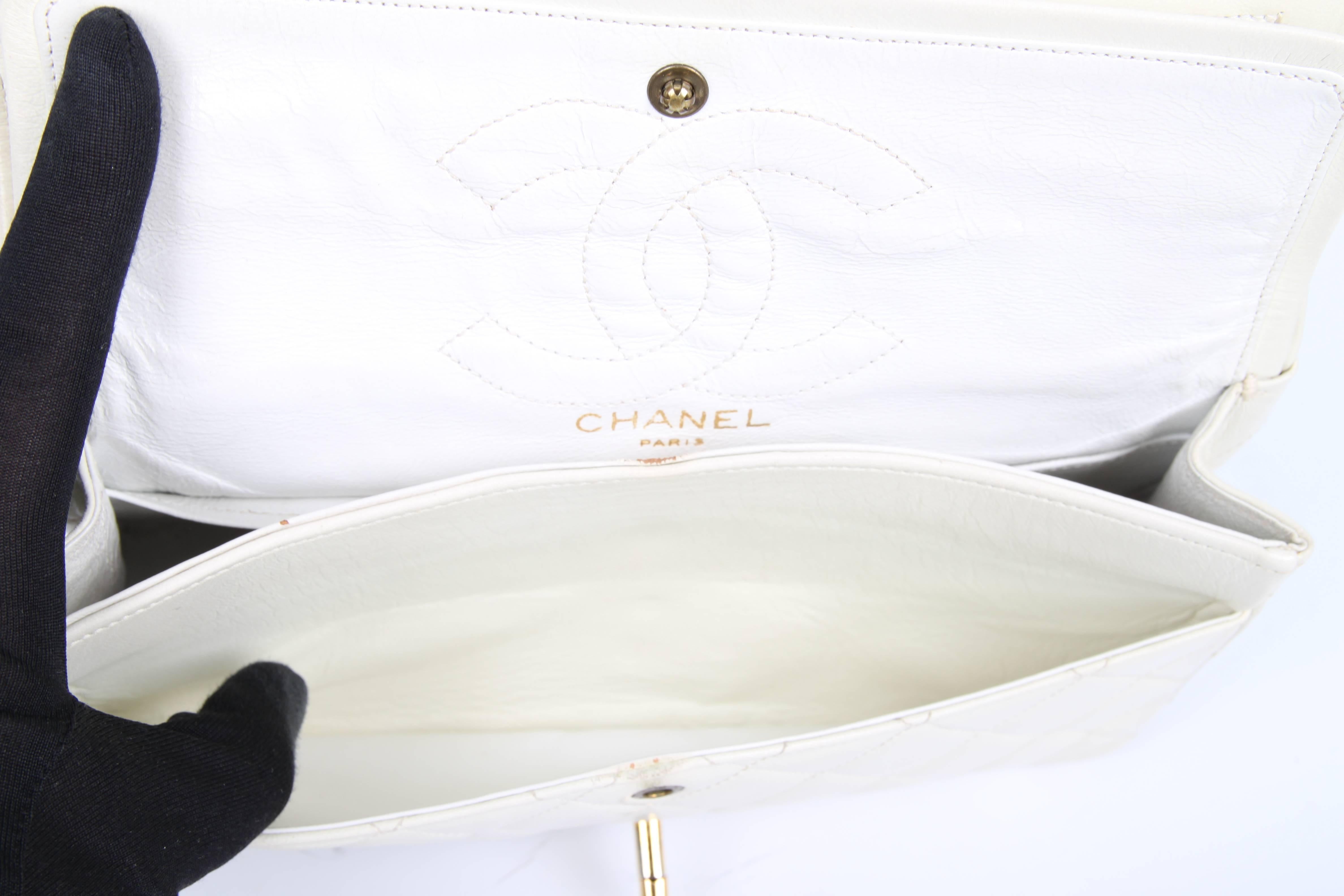 Chanel Vintage Double Flap Bag - ivory white 3