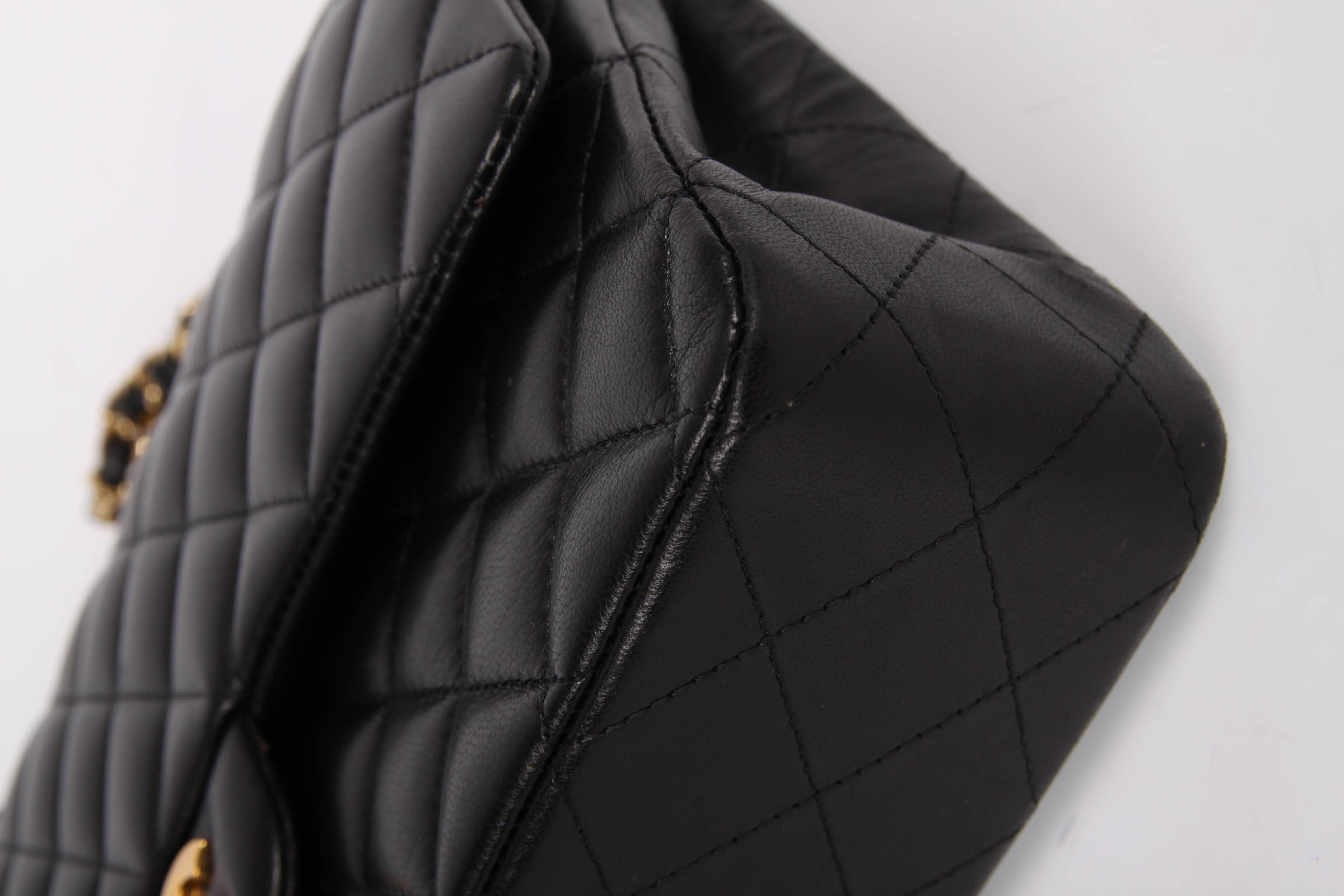 Black Chanel 2.55 Medium Classic Double Flap Bag - black/gold