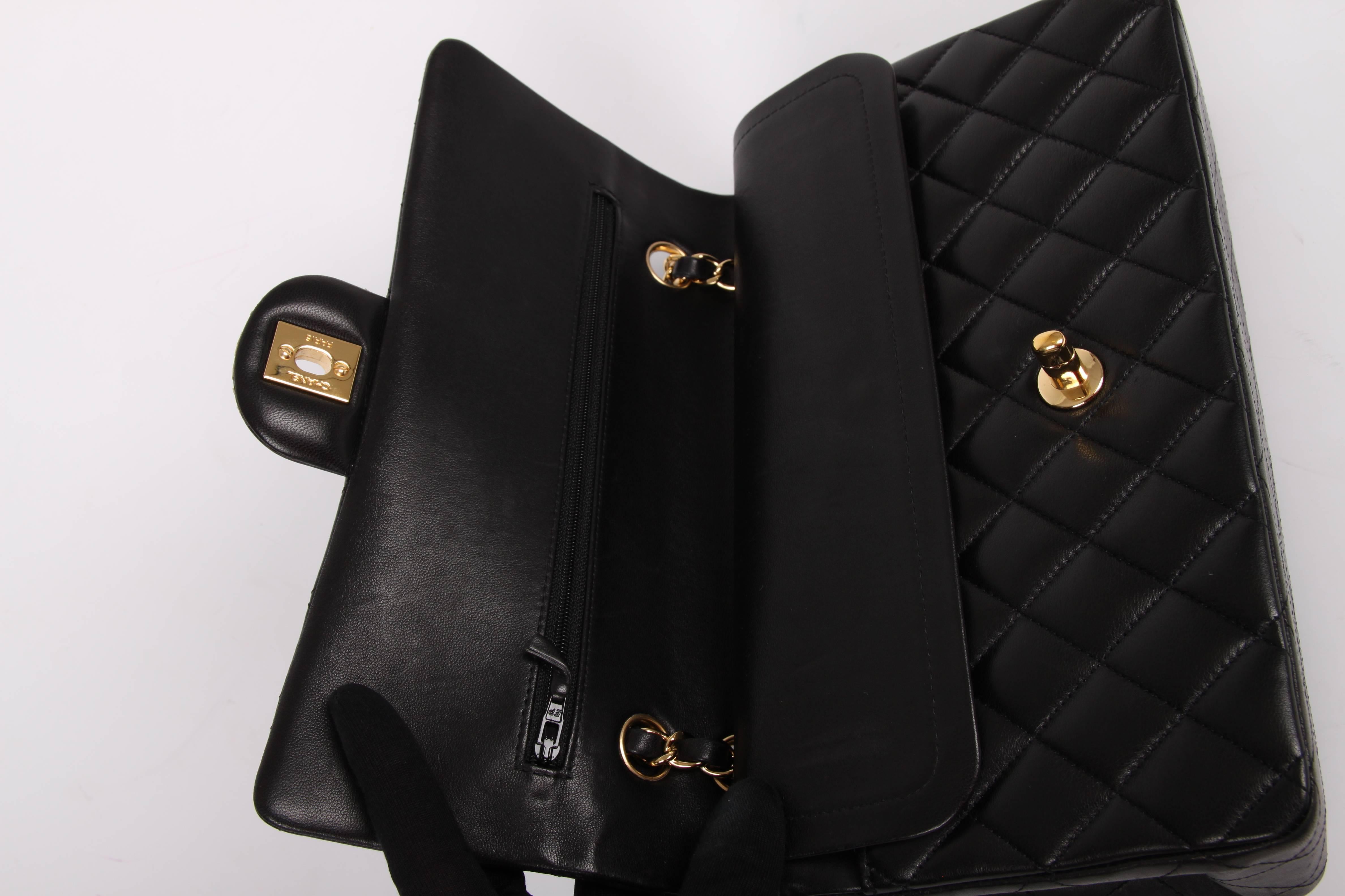 Women's Chanel 2.55 Medium Classic Double Flap Bag - black/gold