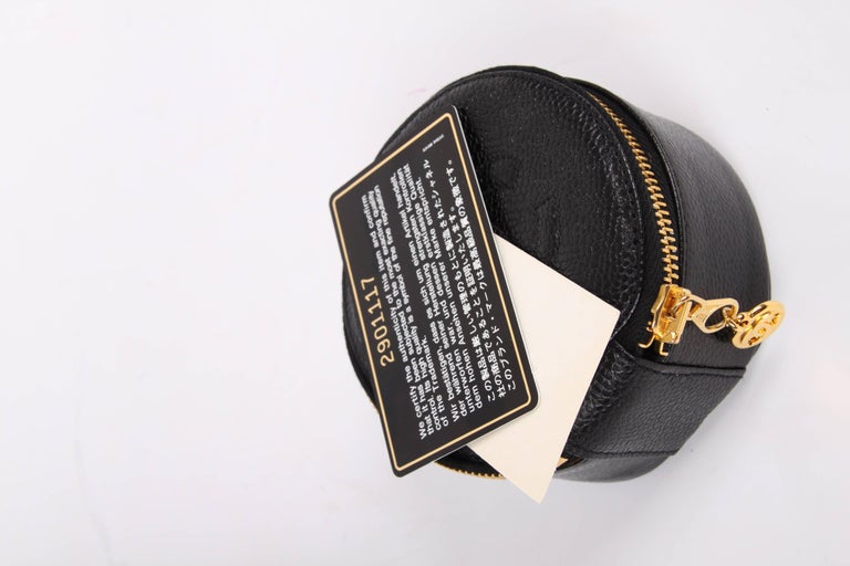 Chanel CC Caviar Leather Jewelry Case / Round Pouch Bag black 1991 at