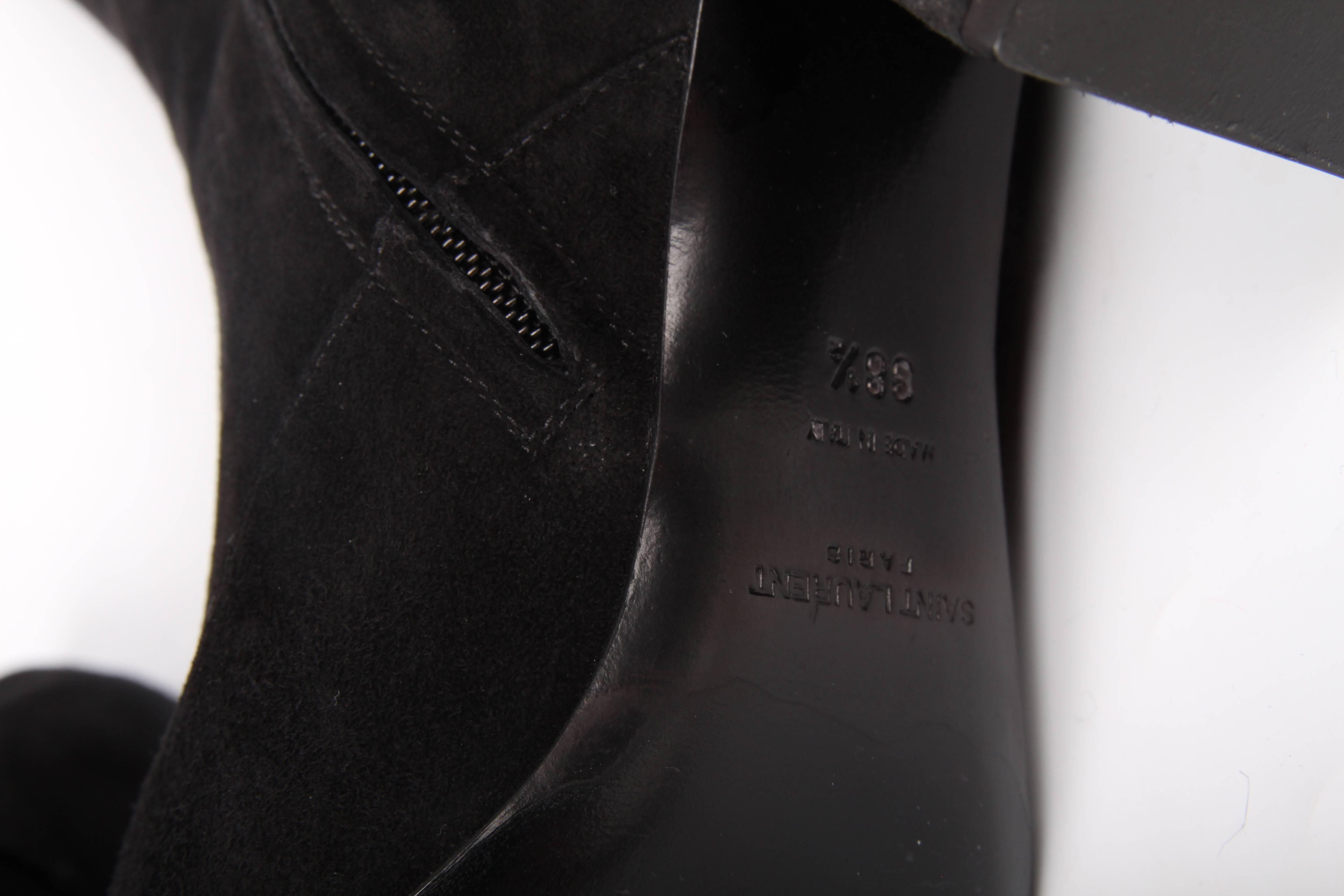 Saint Laurent Overknee Boots Suede - black In Good Condition For Sale In Baarn, NL