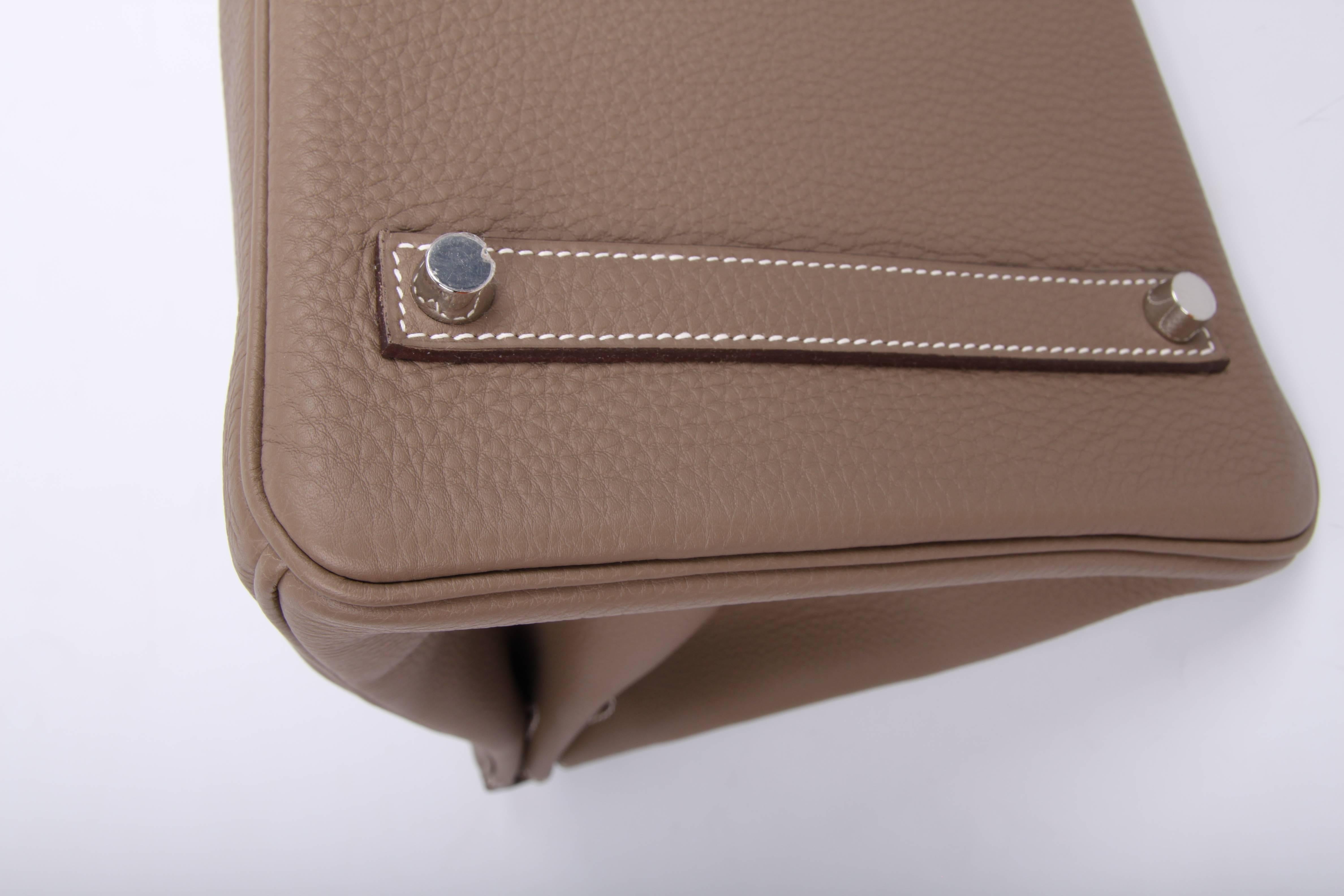 Hermes Togo Étoupe silvertone hardware Birkin 35 Bag, 2017 For Sale 3
