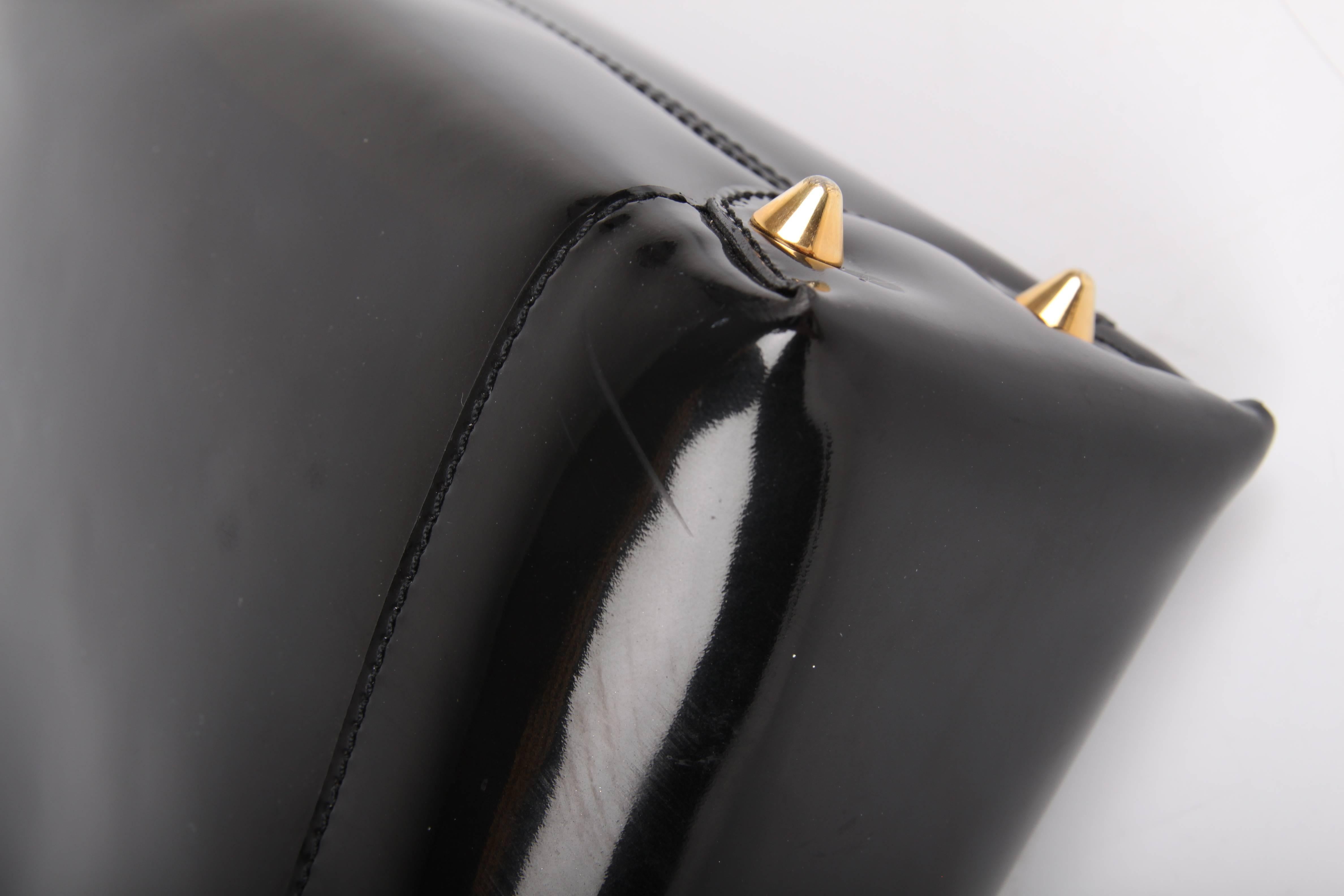 Women's Christian Dior Vintage Lady Dior Patent Leather Bag - black