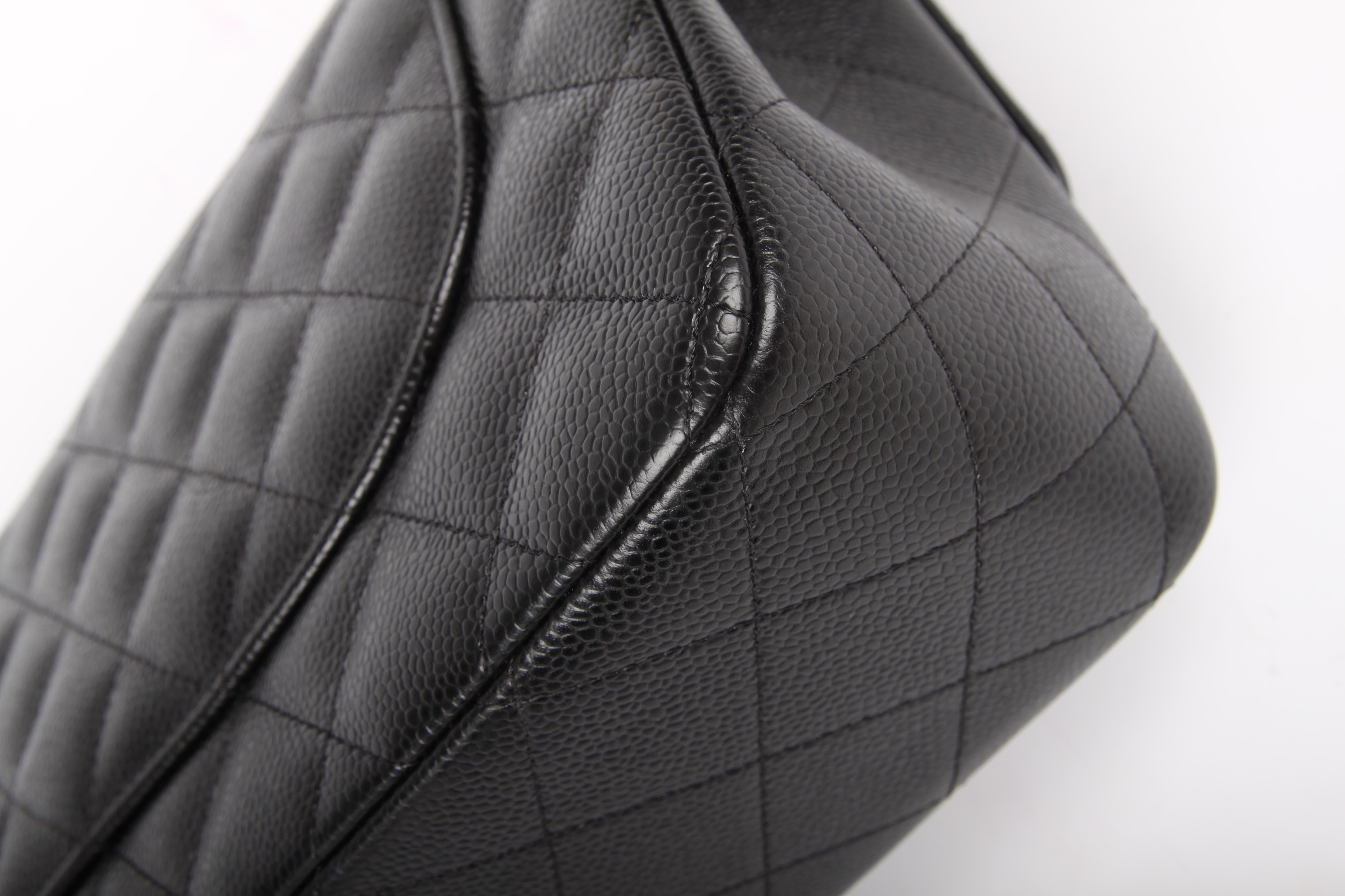 Black Chanel 2.55 Timeless black caviar leather Jumbo Double Flap Bag 