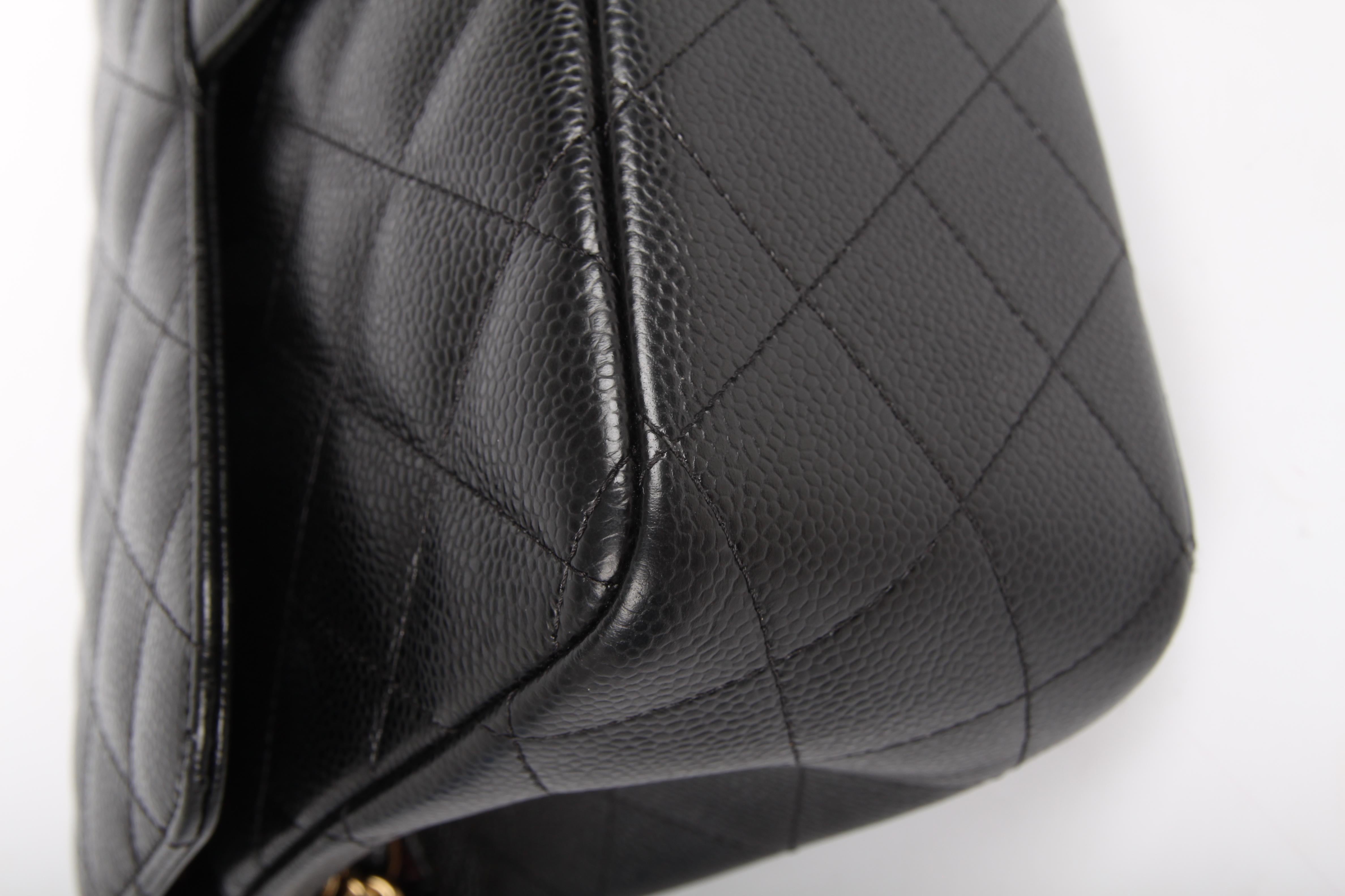 Chanel 2.55 Timeless black caviar leather Jumbo Double Flap Bag  In Excellent Condition In Baarn, NL