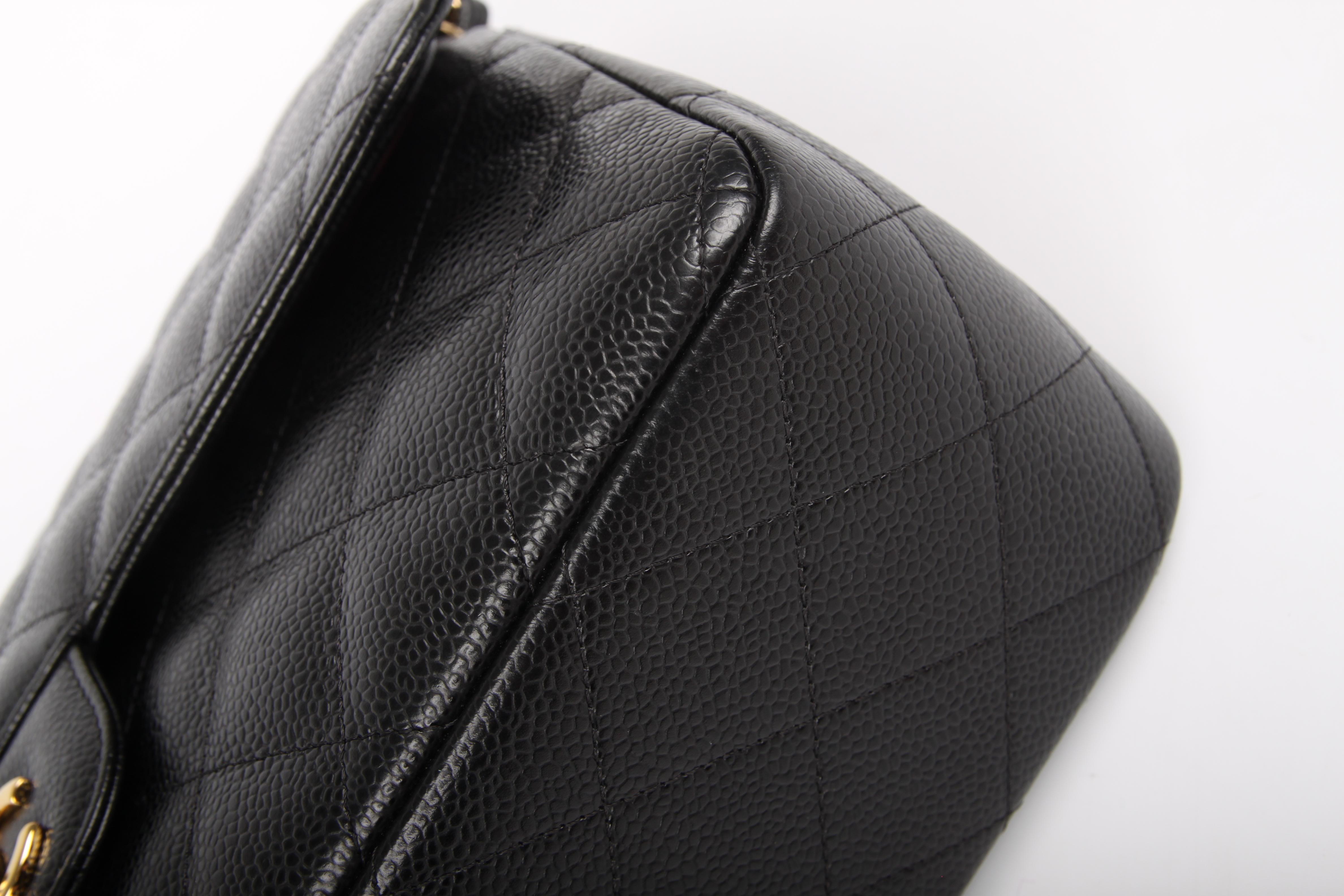Women's Chanel 2.55 Timeless black caviar leather Jumbo Double Flap Bag 
