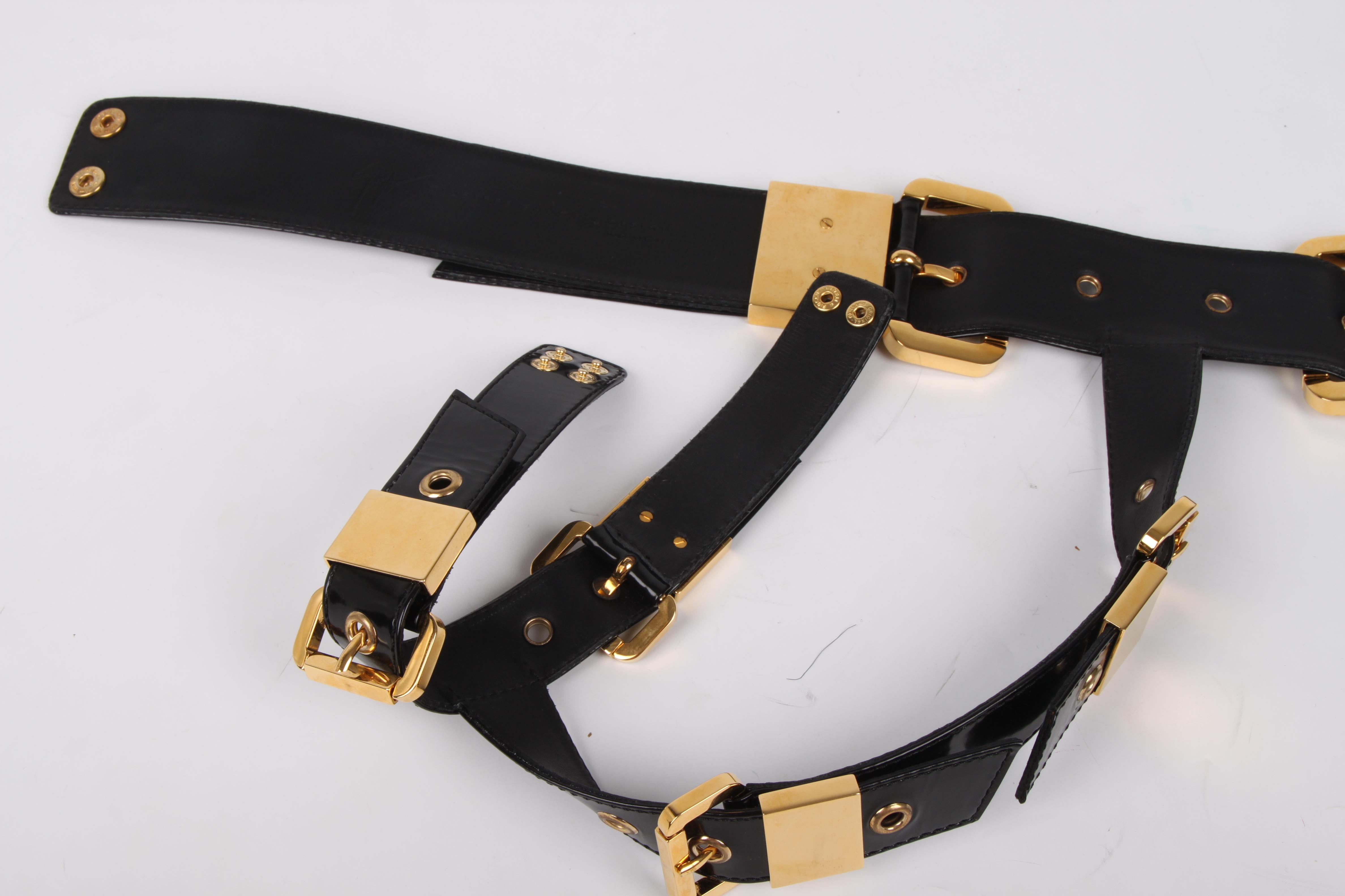 Black Giuseppe Zanotti Leather Body Belt - black/gold For Sale