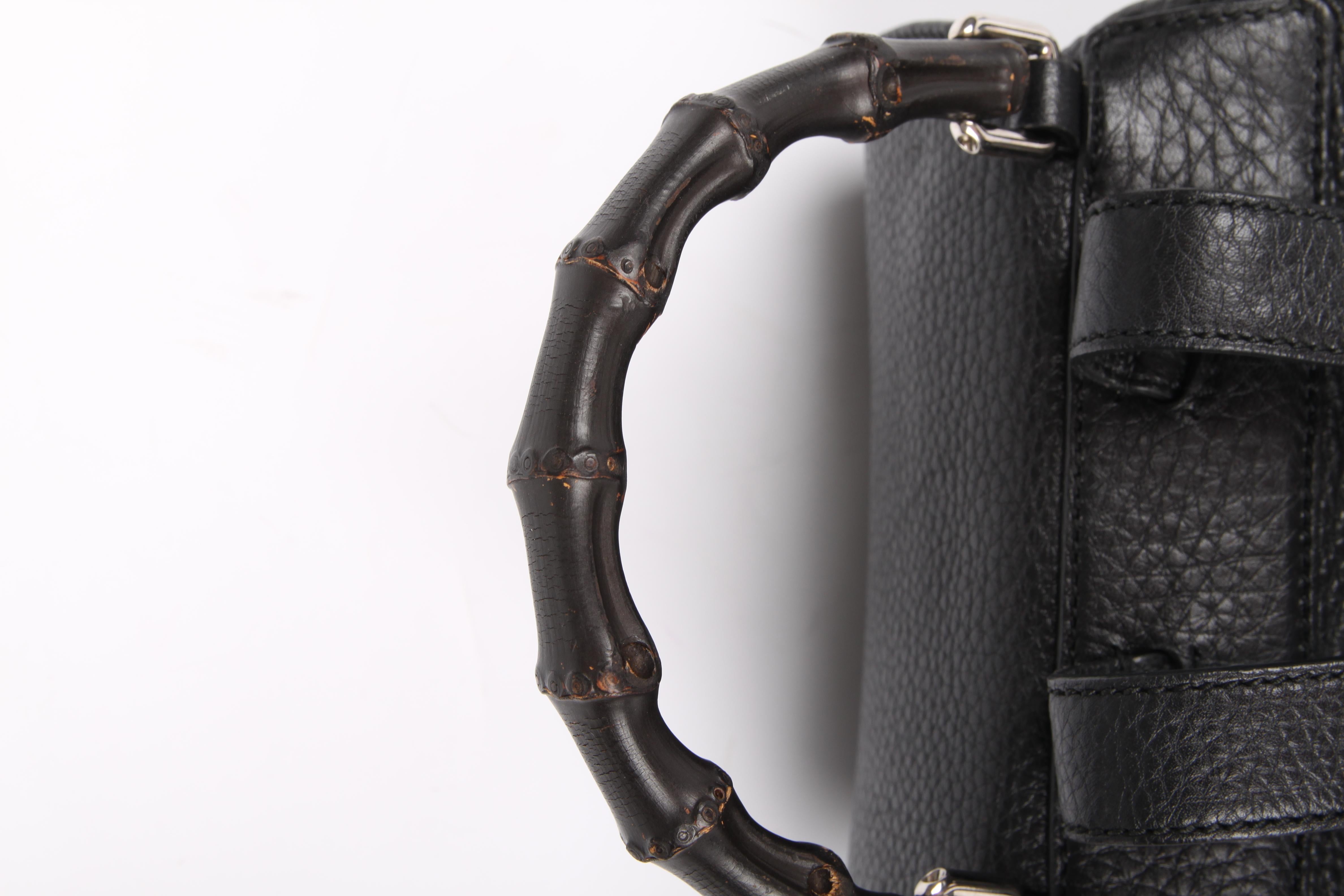 Black Gucci Bamboo Tassel Leather Backpack - black
