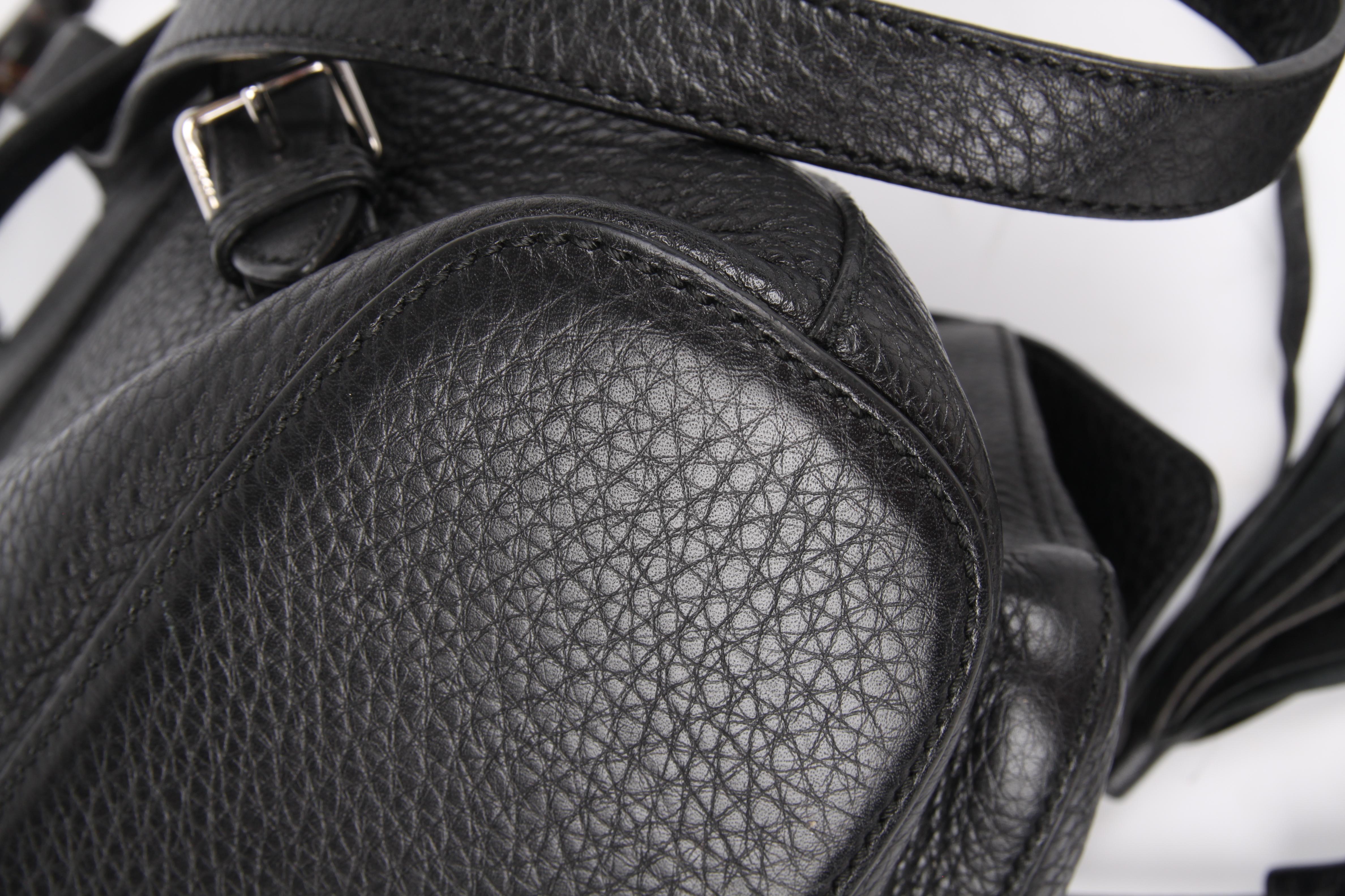 Gucci Bamboo Tassel Leather Backpack - black 1