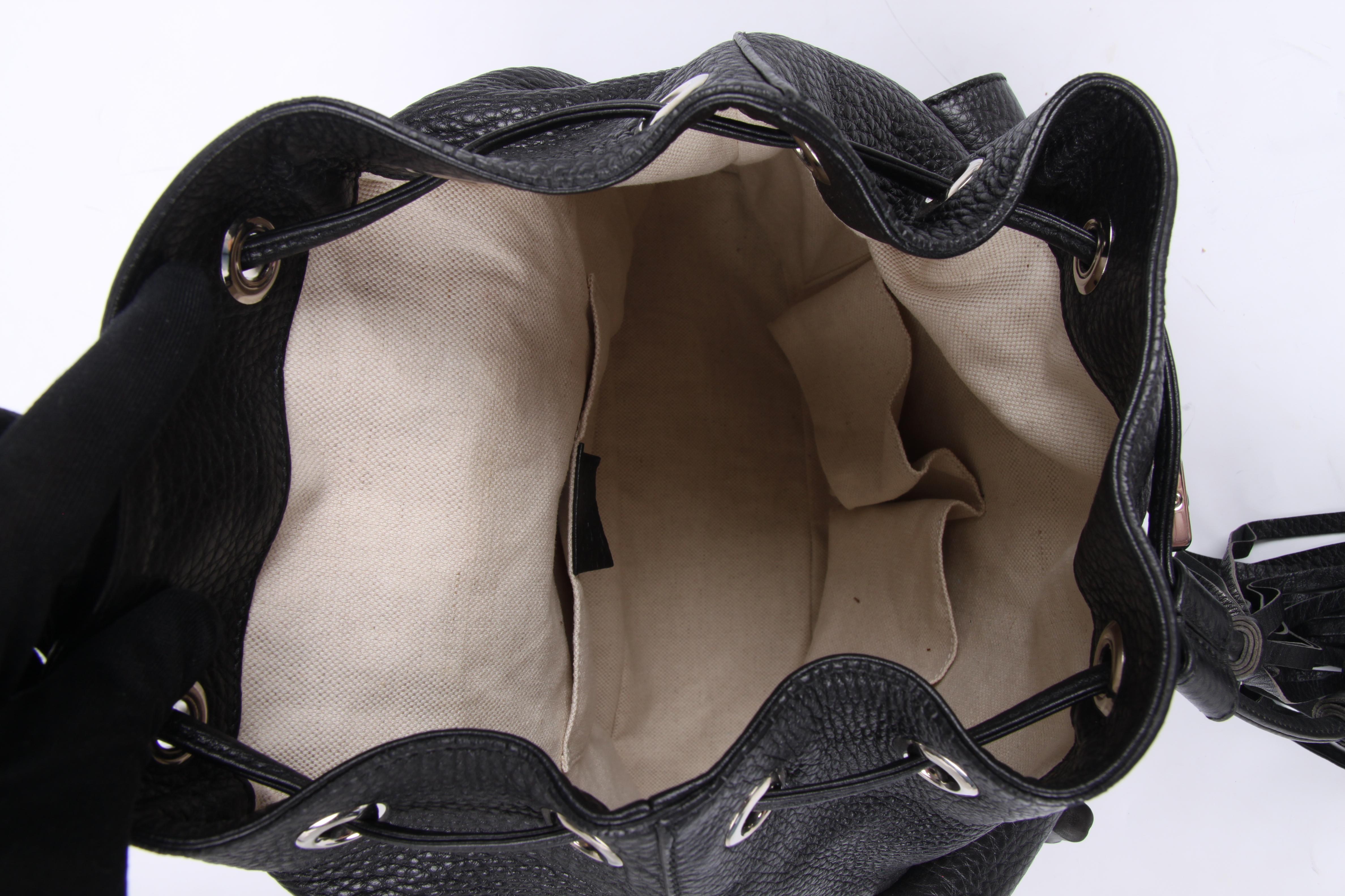 Gucci Bamboo Tassel Leather Backpack - black 3