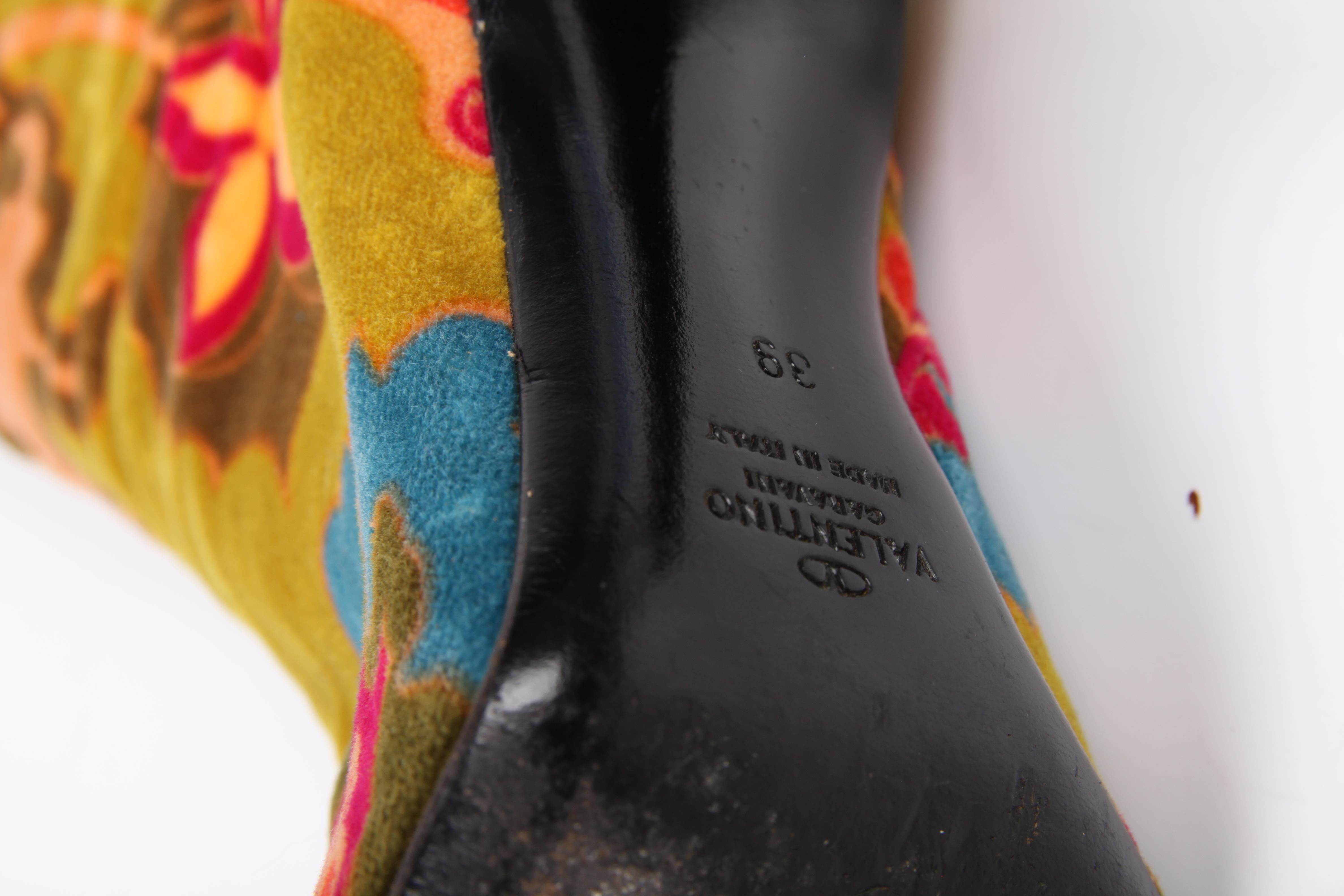 Women's Valentino Garavani Vintage Velvet Flower Print Boots - lime/pink/turquoise