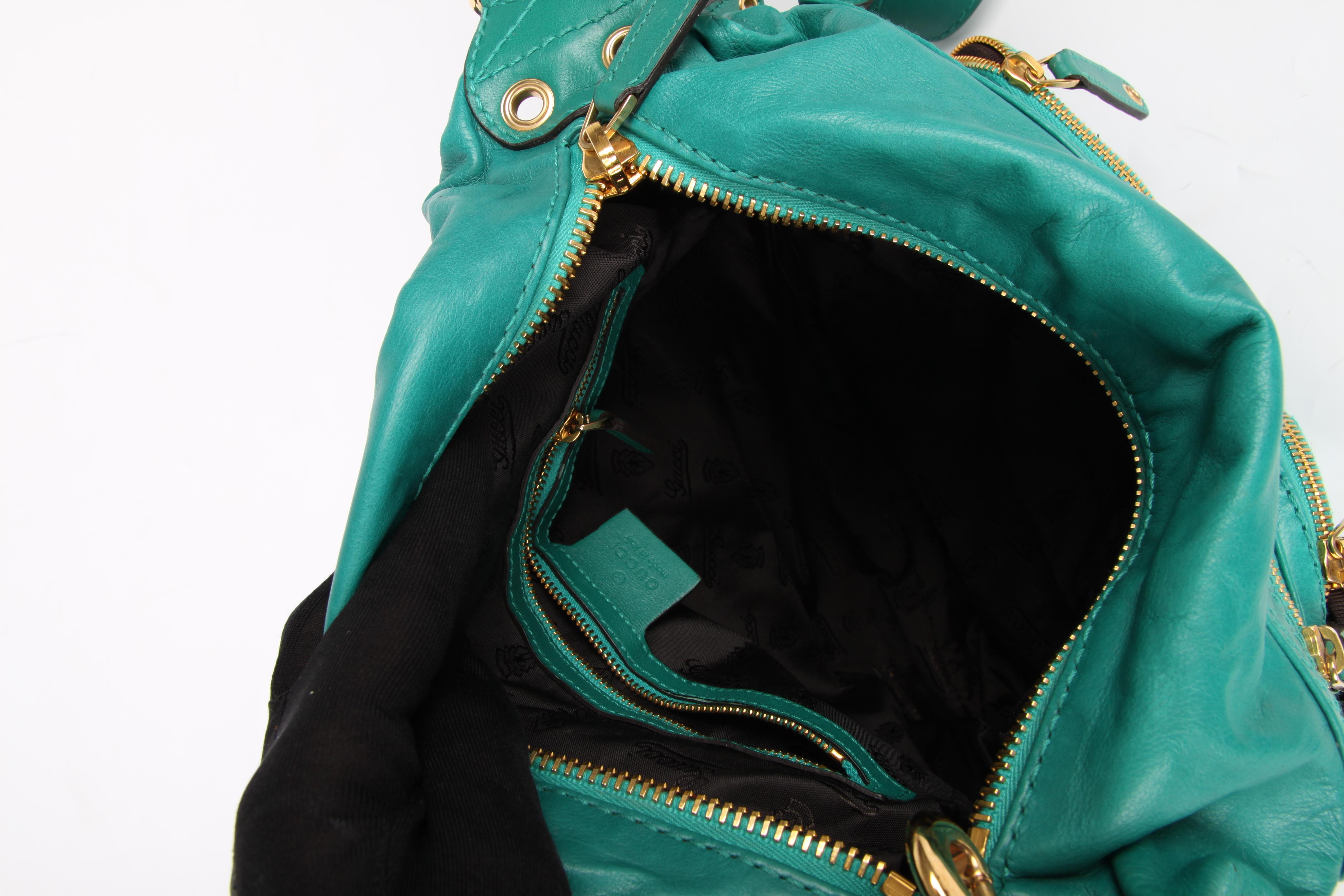 Gucci Darwin Convertible Medium Backpack Leather Bag - green In Excellent Condition For Sale In Baarn, NL