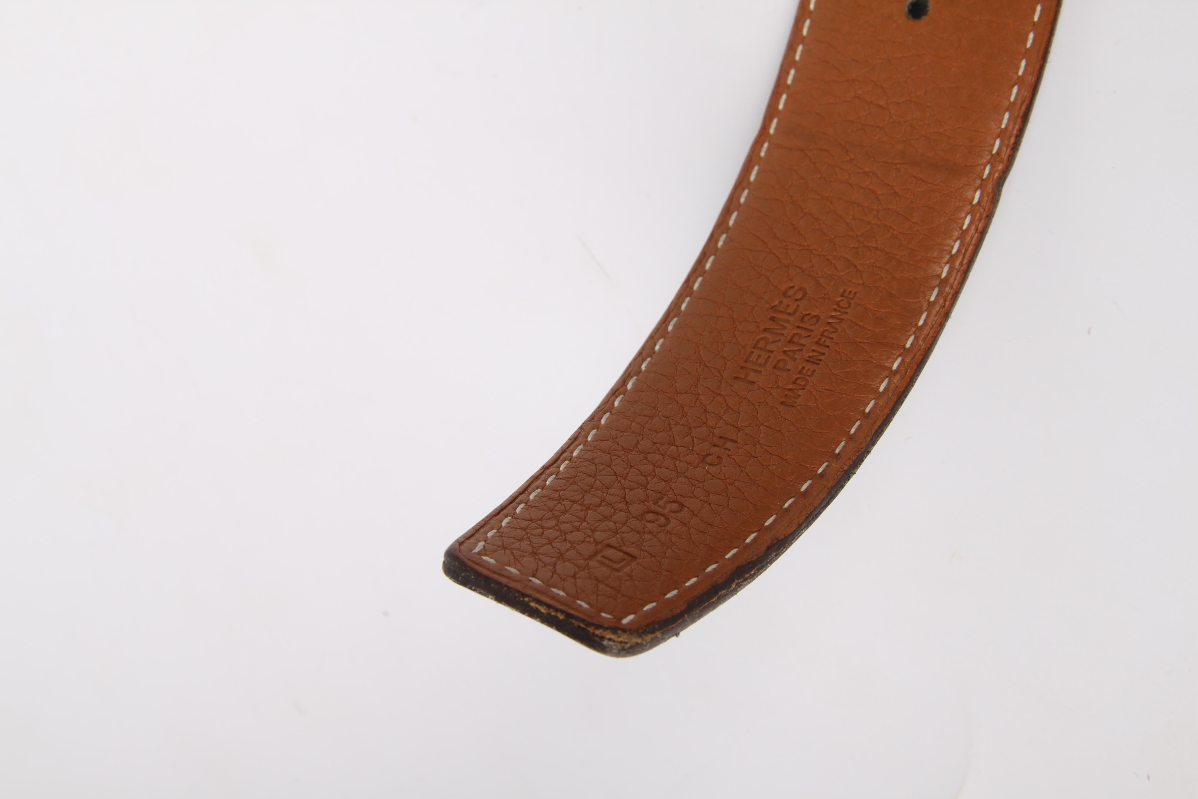 Black Hermes Reversible 'H' Belt - black/brown