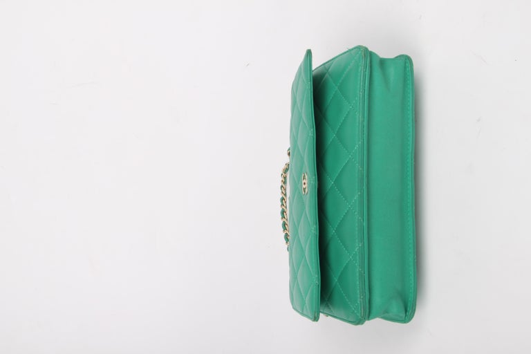 Chanel Wallet On Chain WOC Bag green / silver at 1stDibs