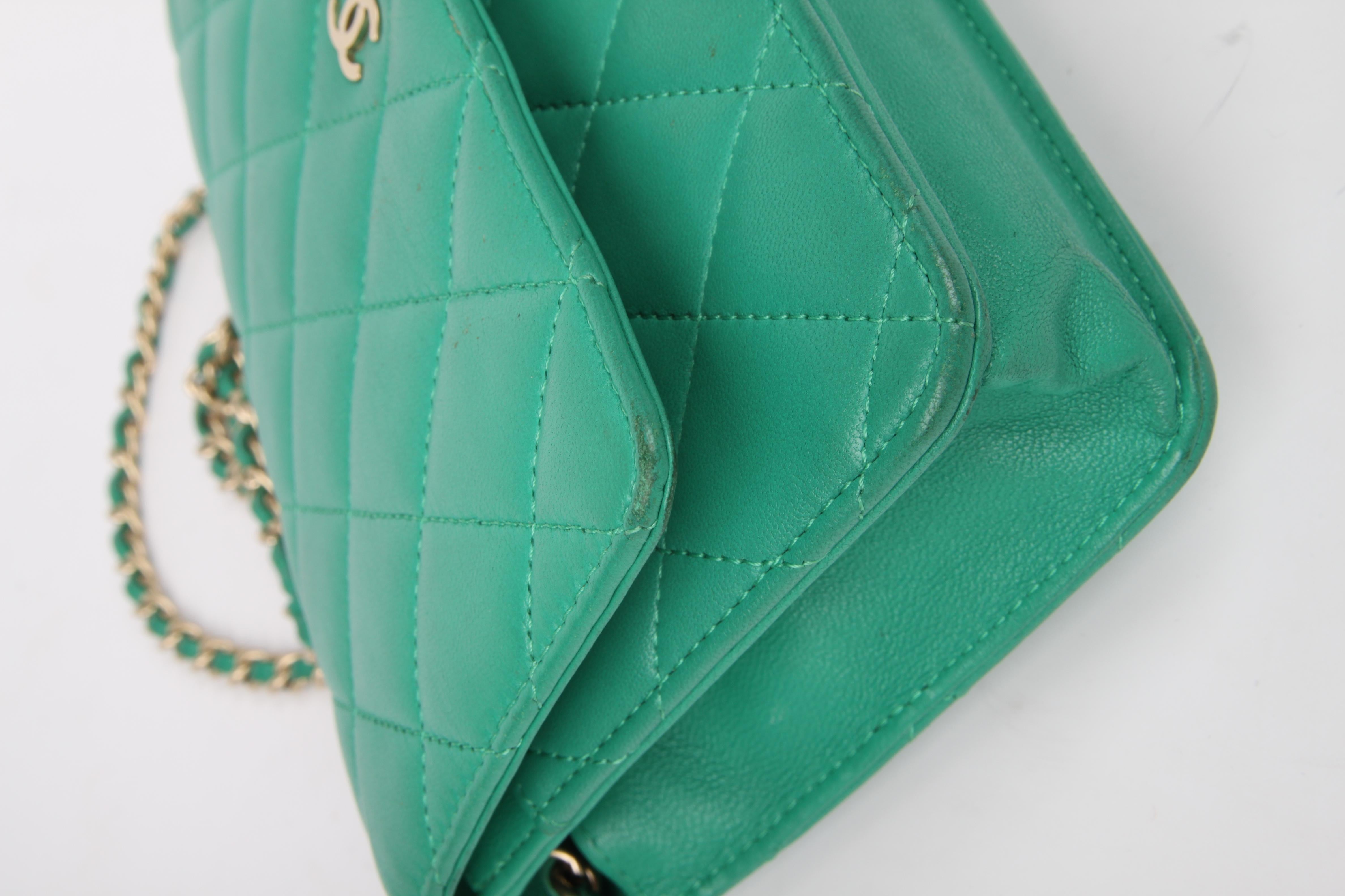 Women's or Men's Chanel Wallet On Chain WOC Bag - green / silver