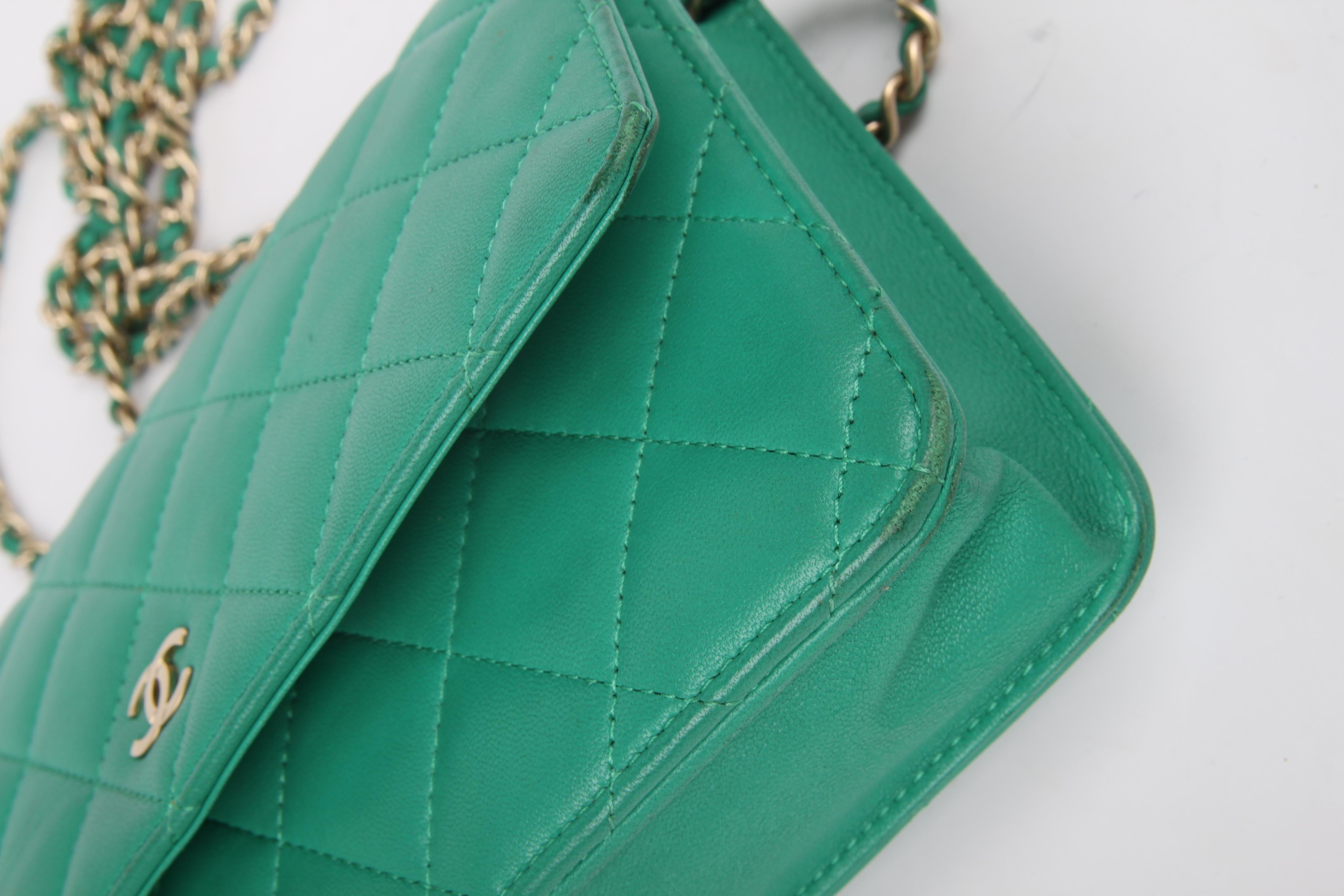 Chanel Wallet On Chain WOC Bag - green / silver 1