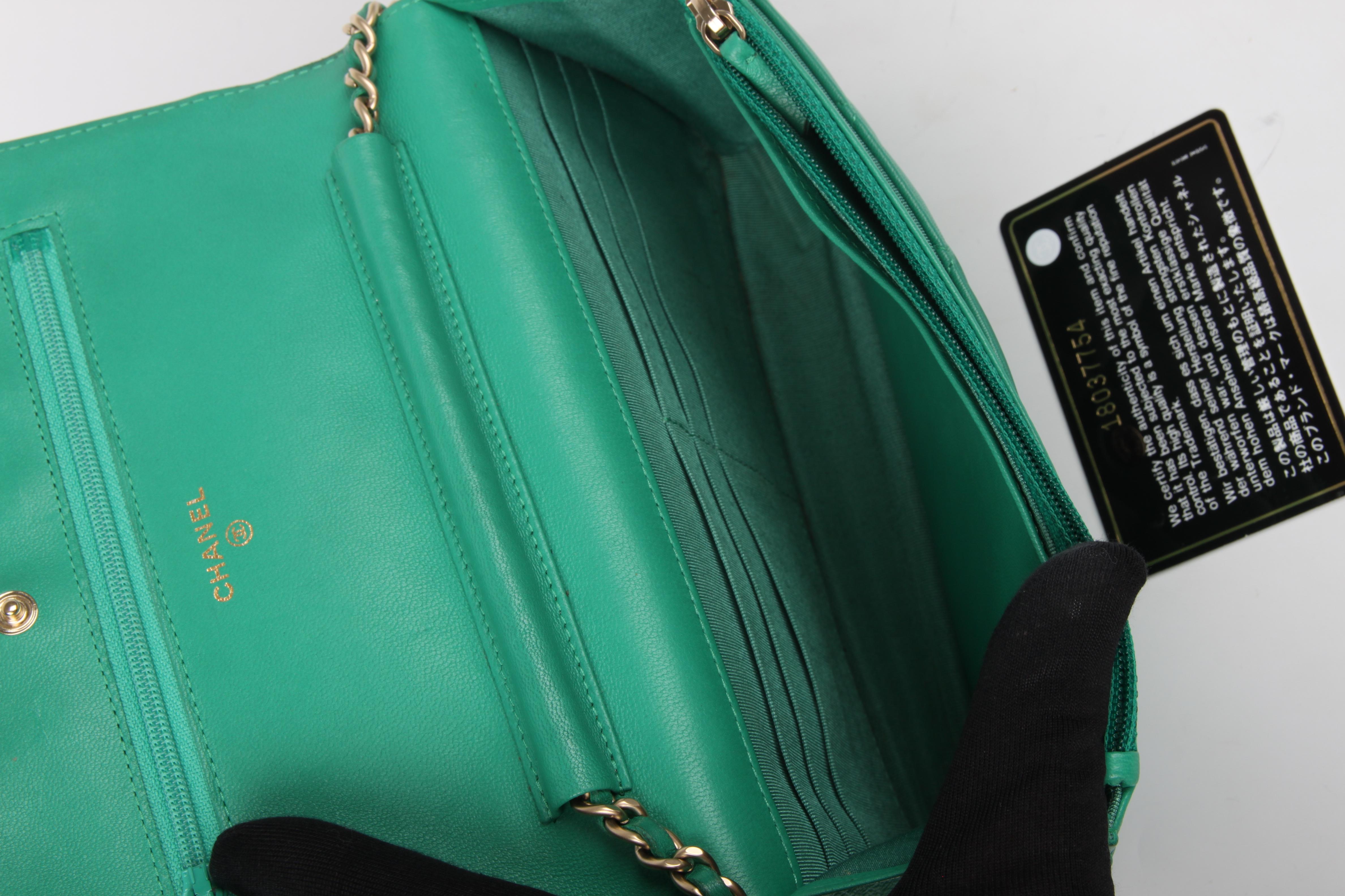 Chanel Wallet On Chain WOC Bag - green / silver 3