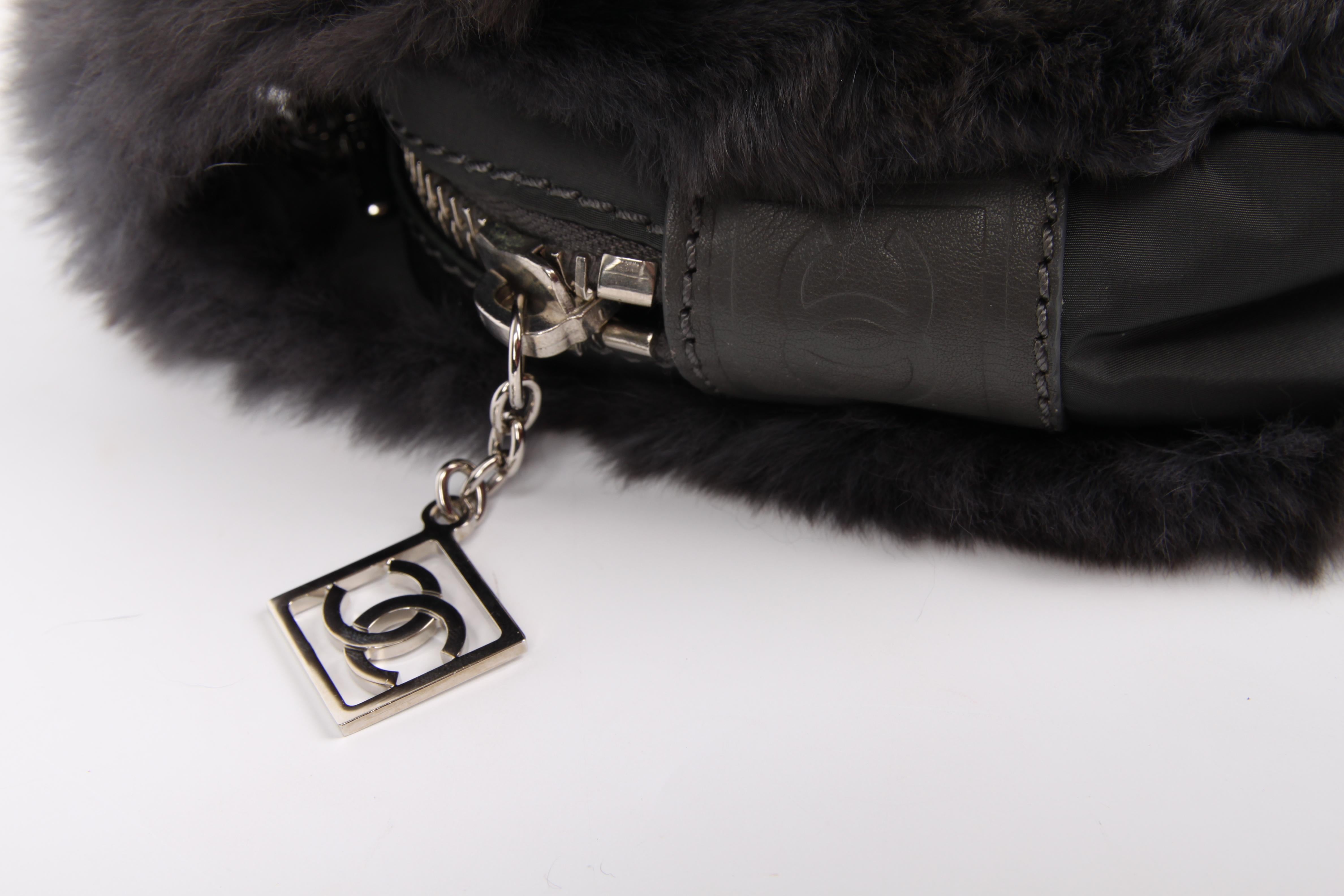 Black Chanel Classic Bag Feston Stitch - dark grey