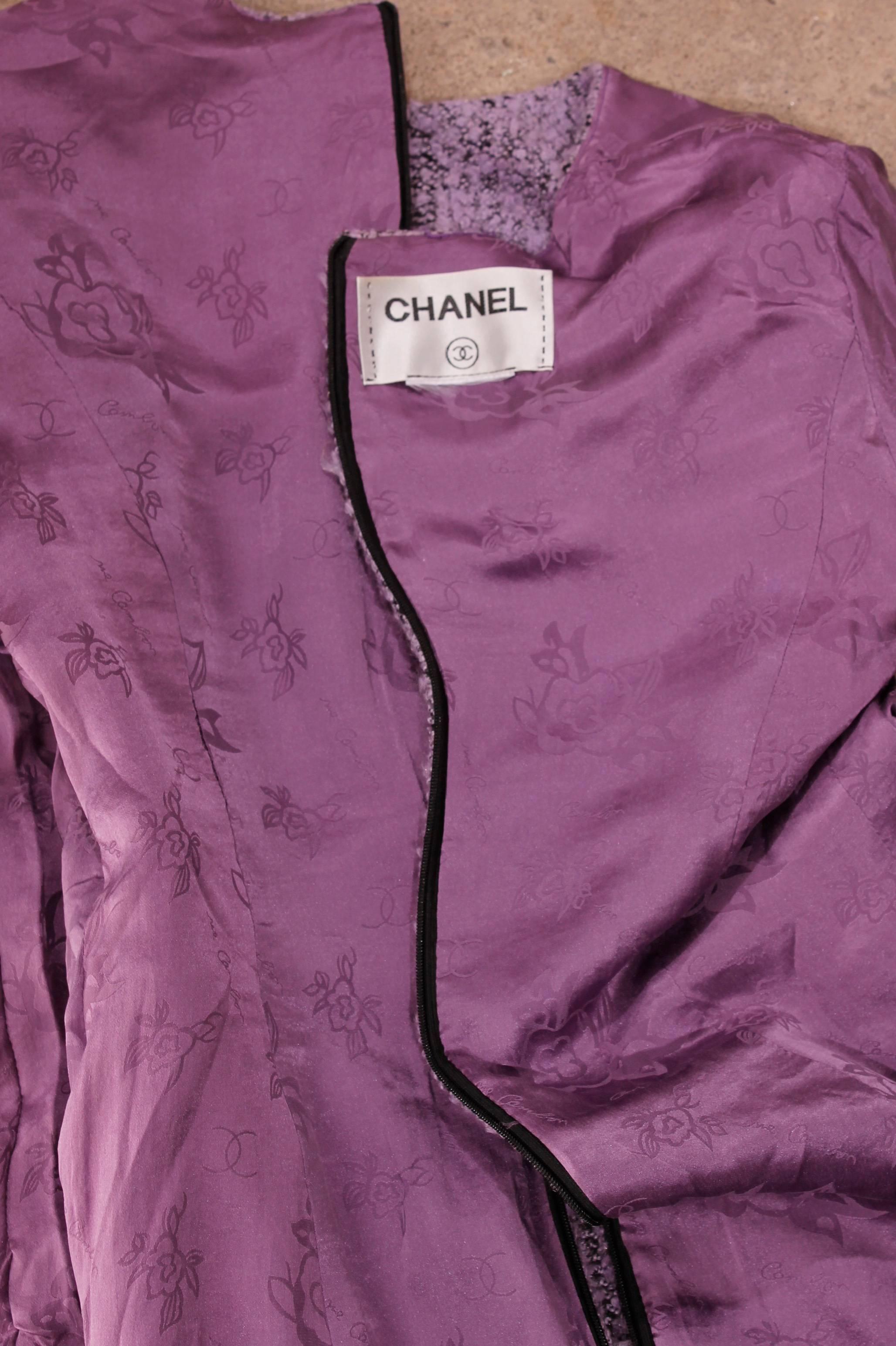 Gray Chanel Purple Boucle Dress For Sale