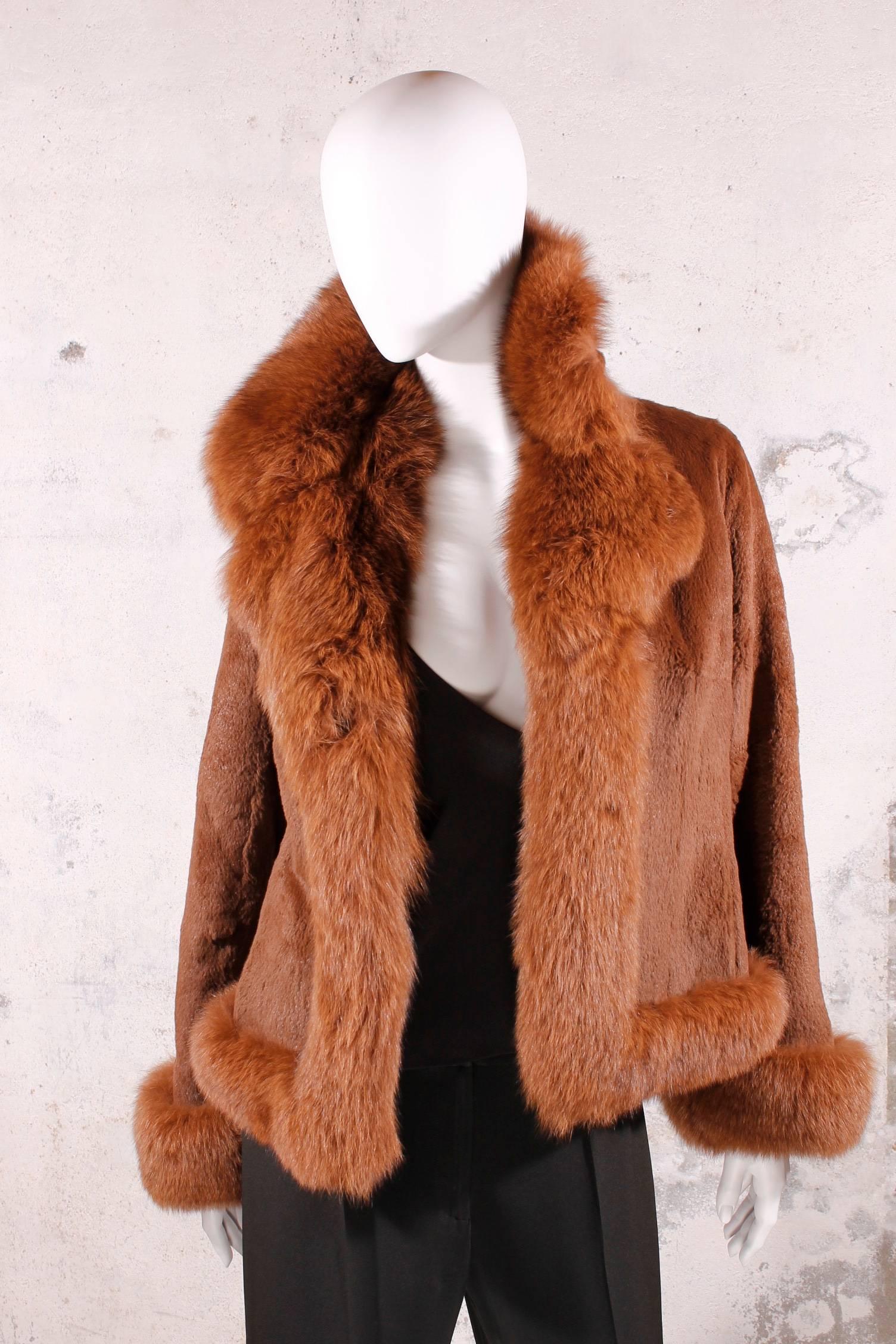 Black Fur Coat - fox & rabbit brown In Excellent Condition In Baarn, NL