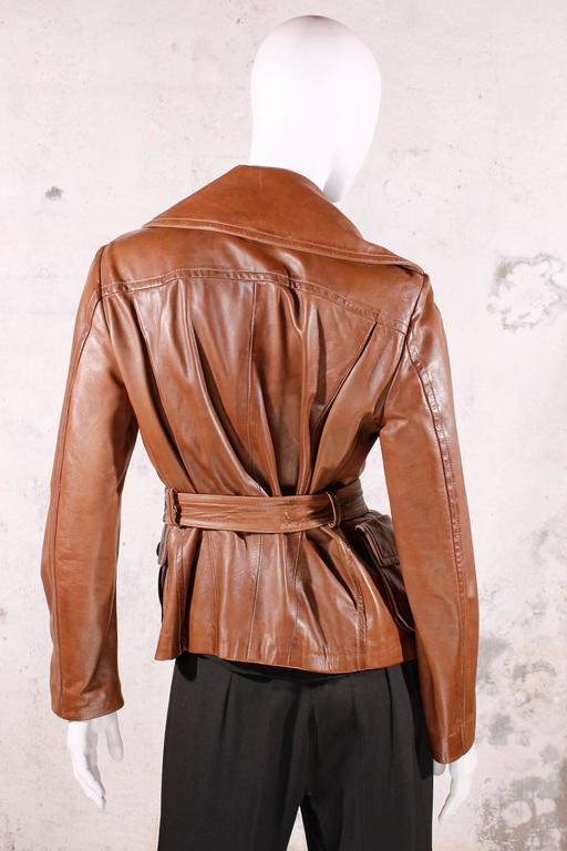 Donna Karan Leather Jacket In Vintage Brown