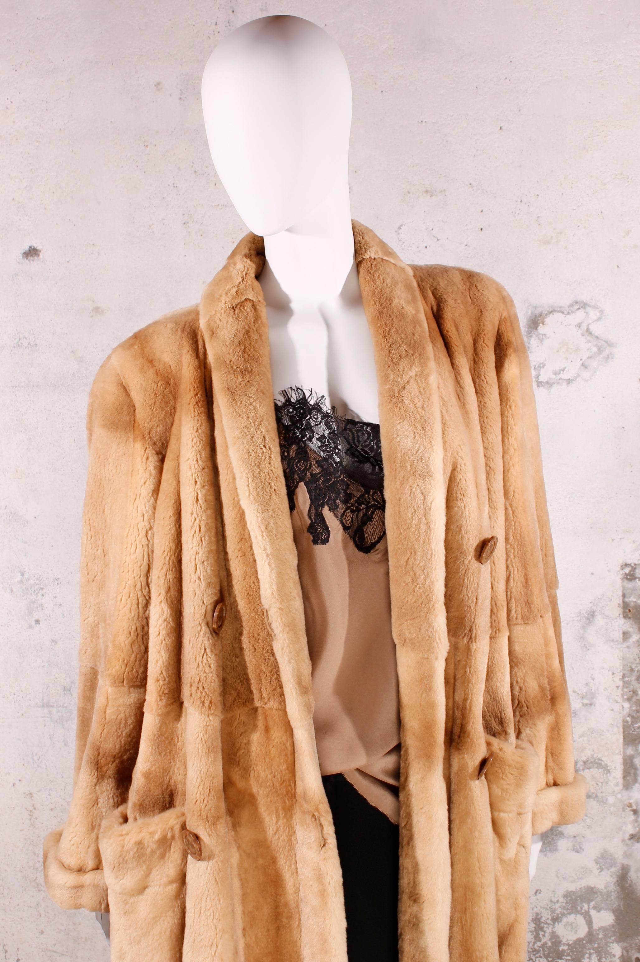 Saga Mink Double Breasted Long Fur Coat In Excellent Condition In Baarn, NL
