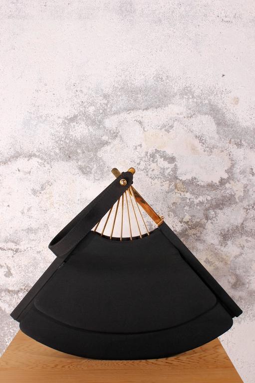 Karl Lagerfeld Satin Fan Clutch Purse in black at 1stDibs fan purse