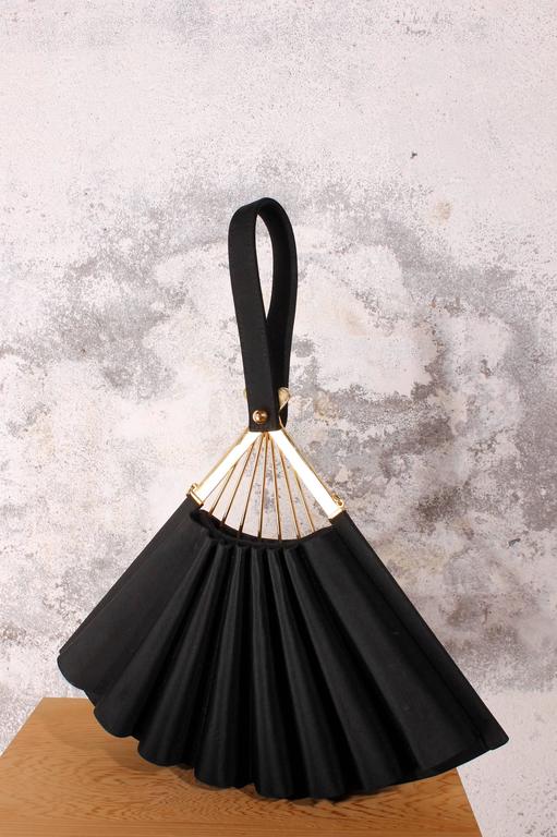 Karl Lagerfeld Satin Fan Clutch Purse in black at 1stDibs fan purse
