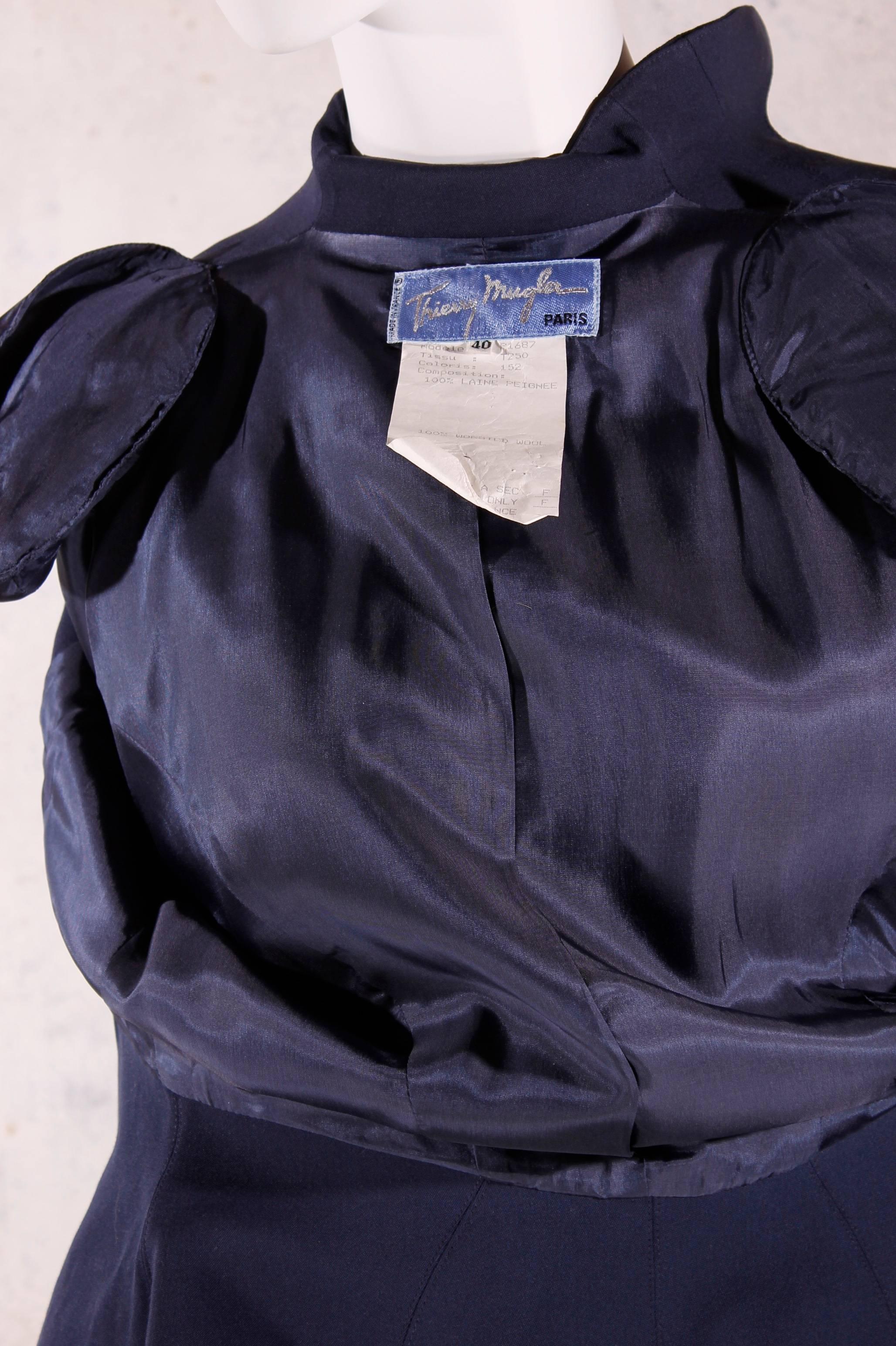1980's Thierry Mugler Suit Skirt - dark blue silver chain buttons In New Condition For Sale In Baarn, NL