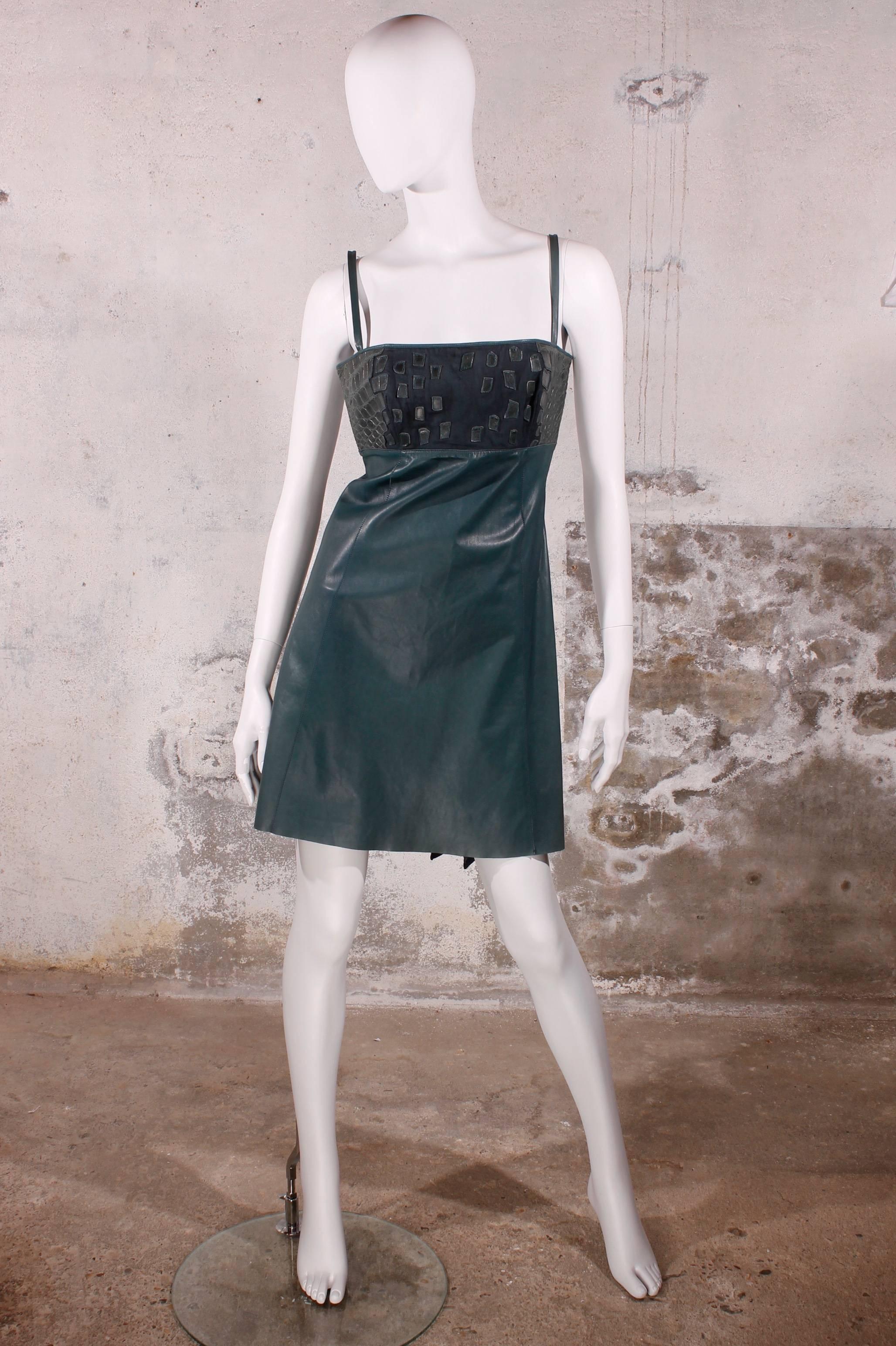 Women's Jitrois Croco Leather Dress - green For Sale