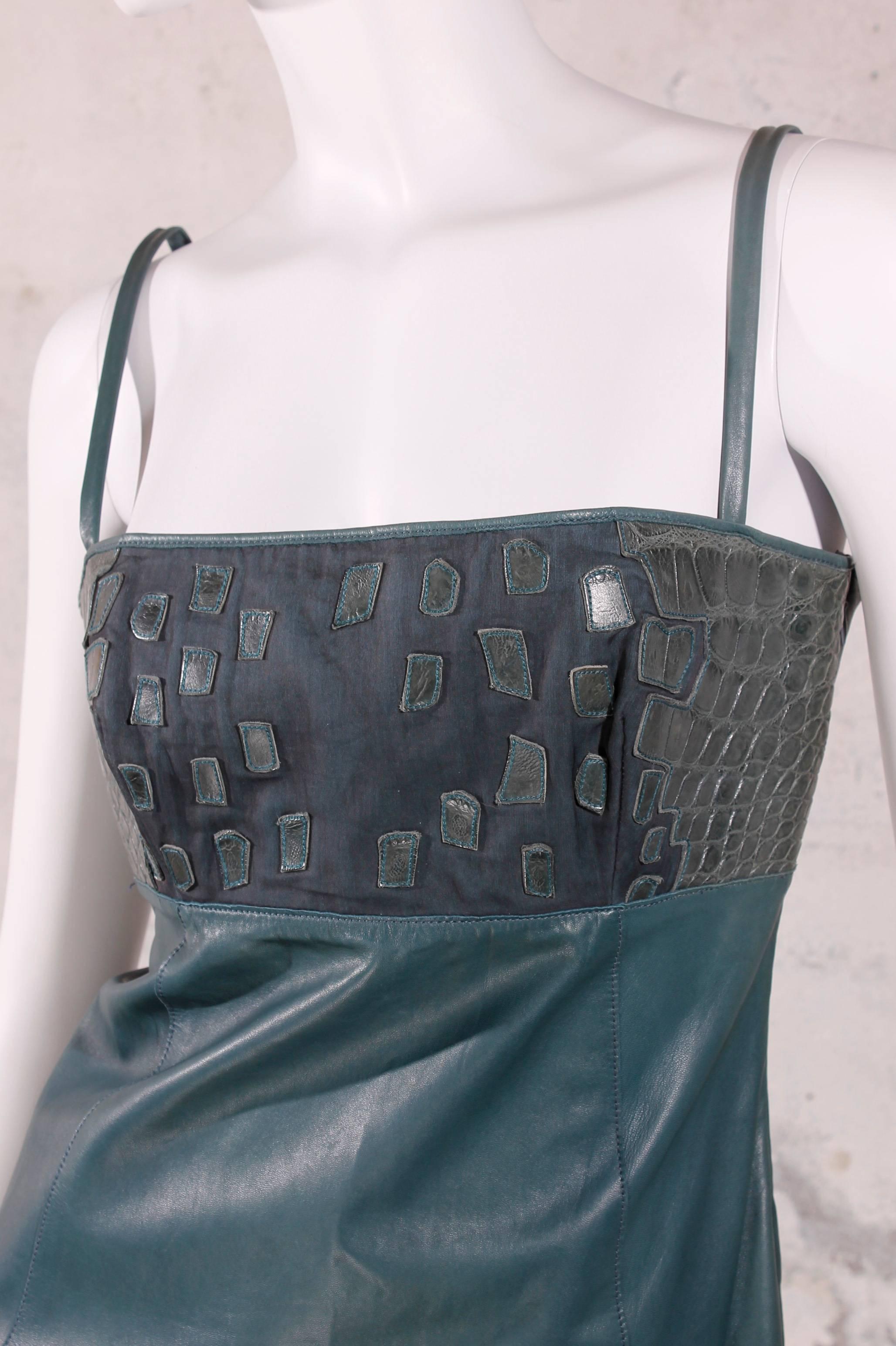 Jitrois Croco Leather Dress - green In New Condition For Sale In Baarn, NL