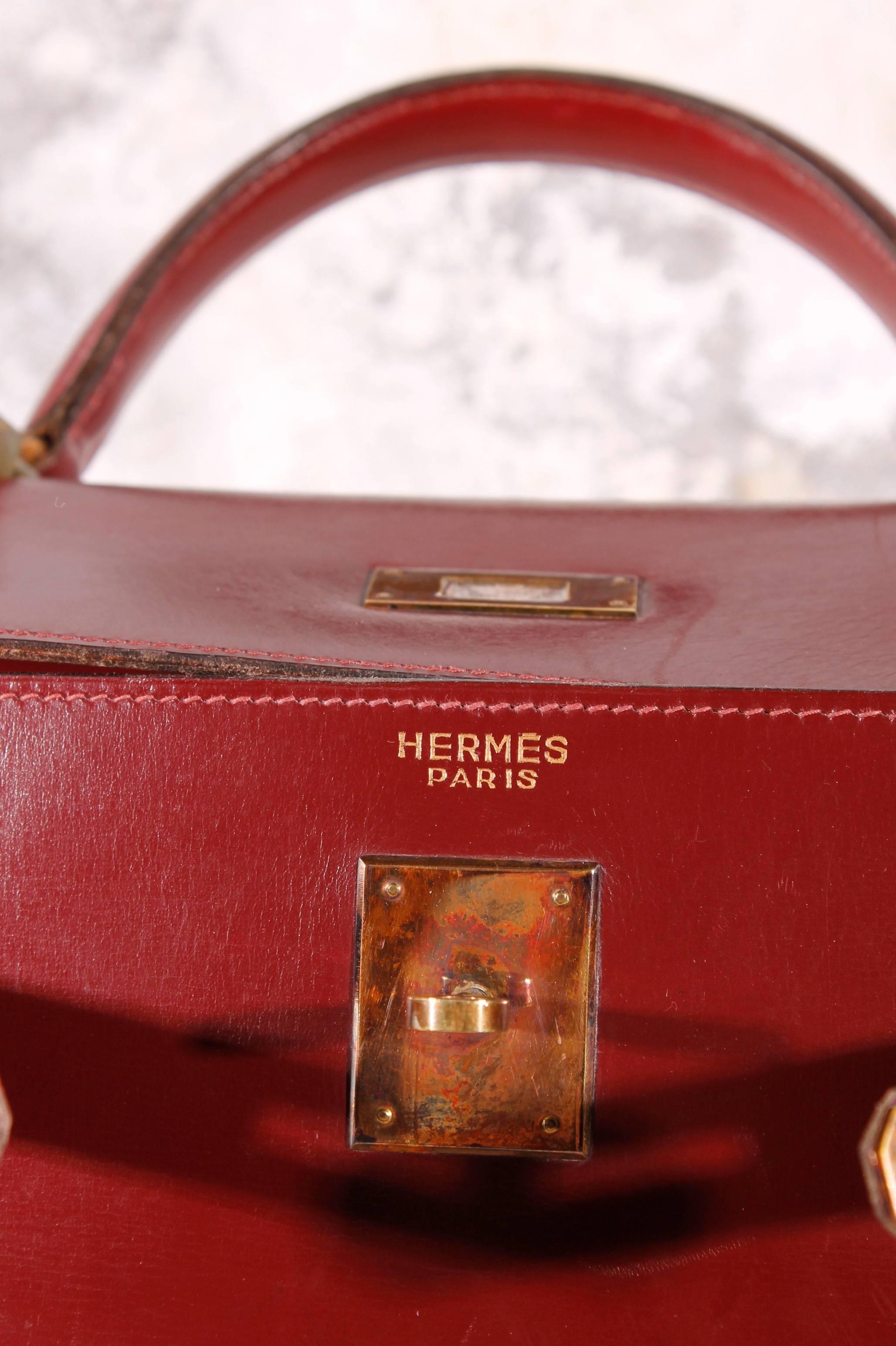  1960 Vintage Hermès Kelly Bag 32 Burgundy Pour femmes 